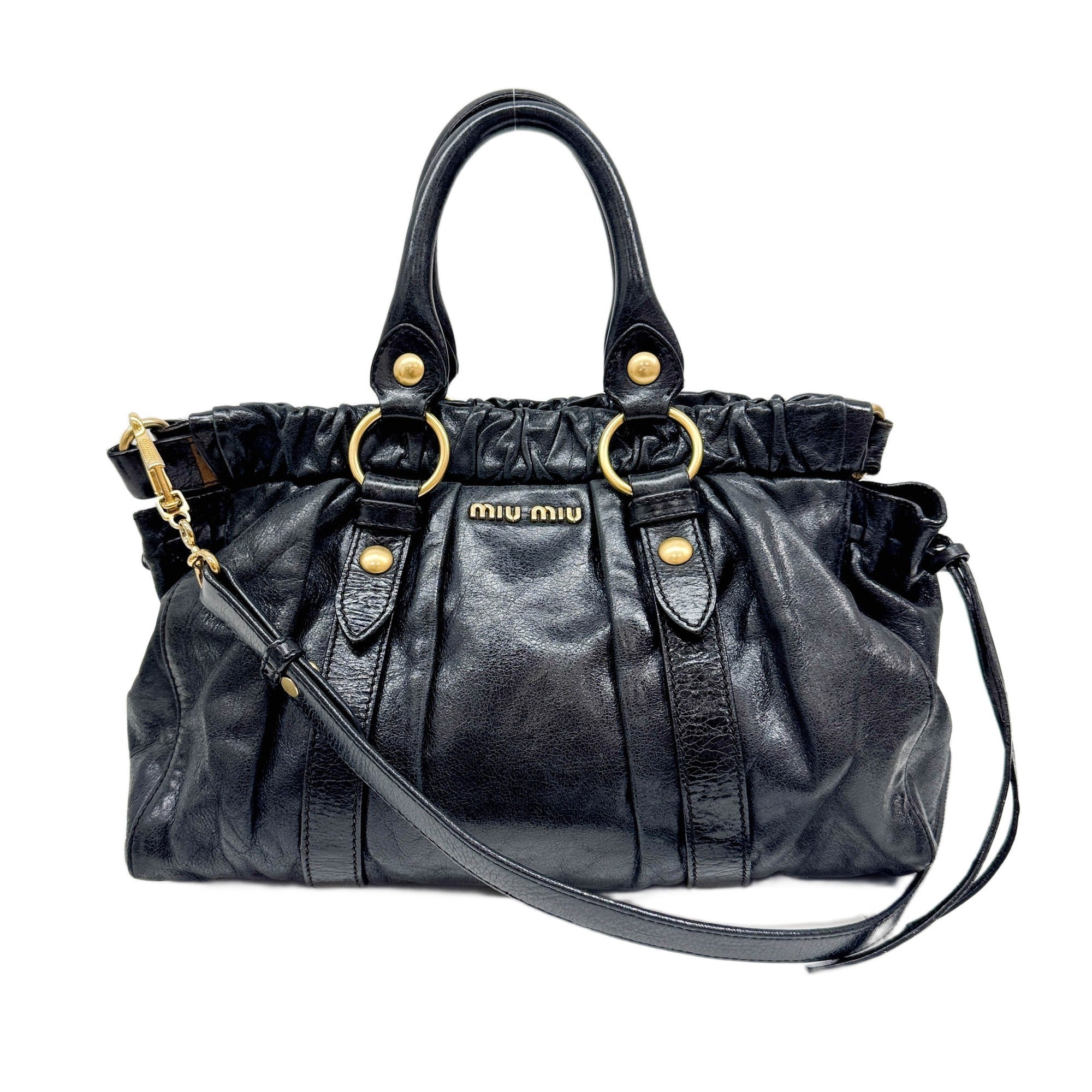 Vitello Black Leather Two Way Bag