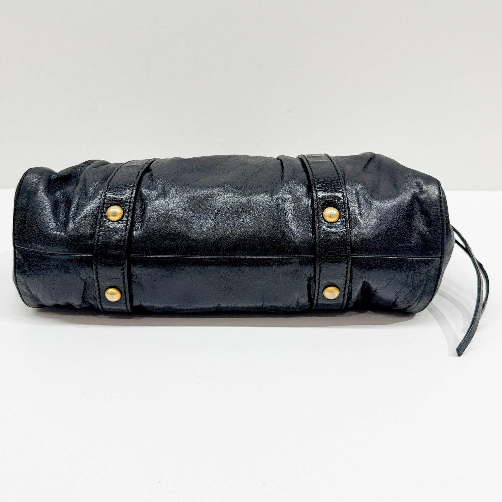 Vitello Black Leather Two Way Bag