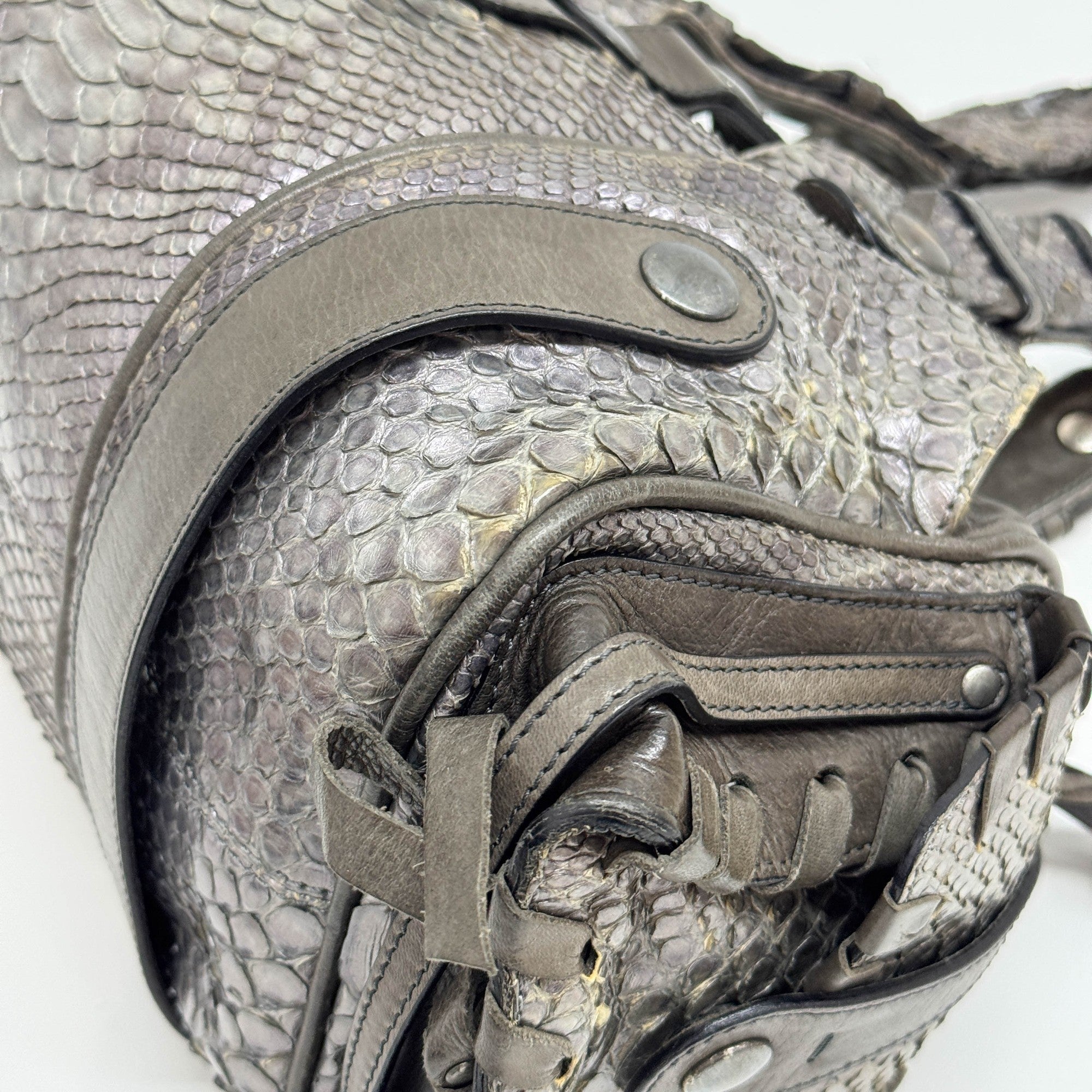 Silverado Purple & Brown Python Embossed Leather Shoulder Bag