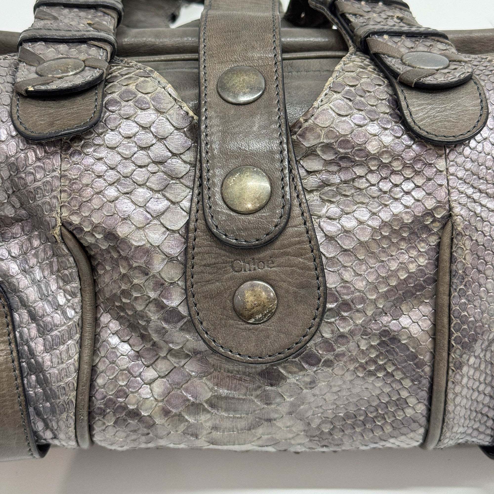 Silverado Purple & Brown Python Embossed Leather Shoulder Bag