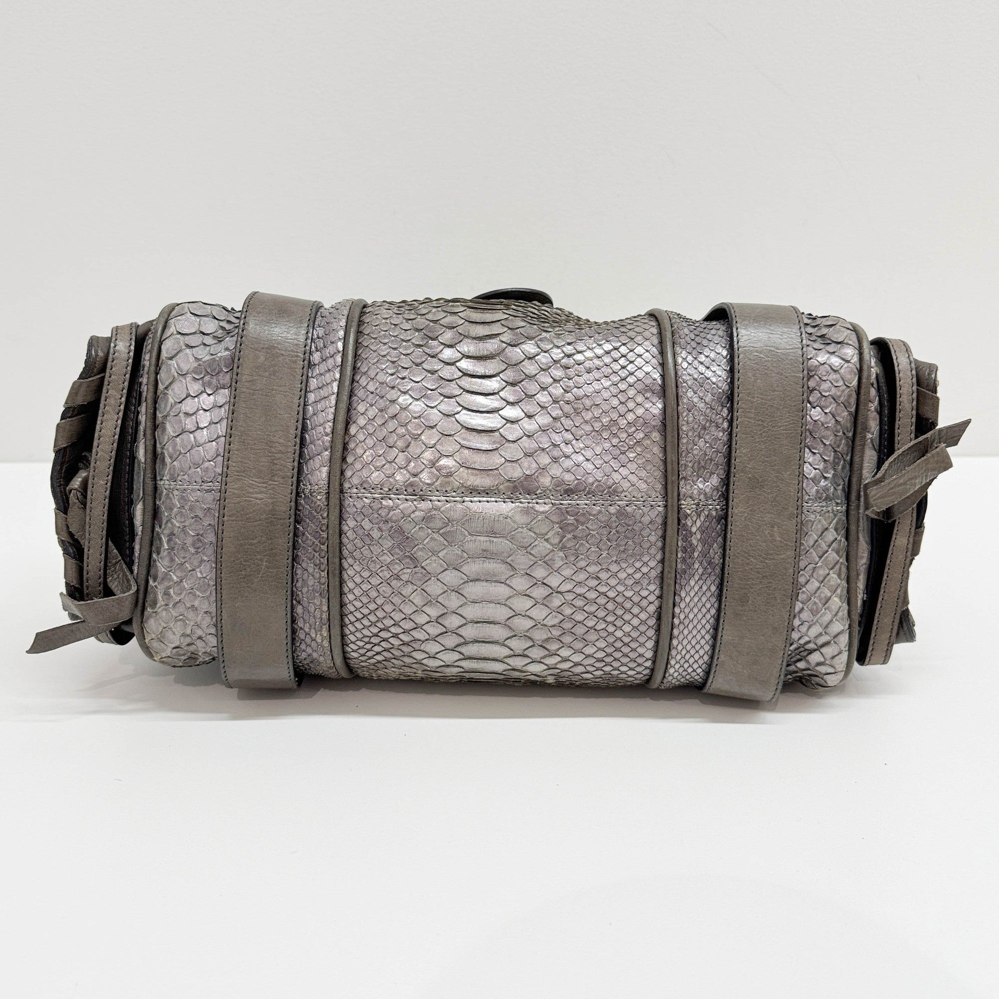 Silverado Purple & Brown Python Embossed Leather Shoulder Bag