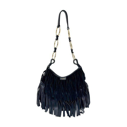 Fringe Black Suede Shoulder Bag
