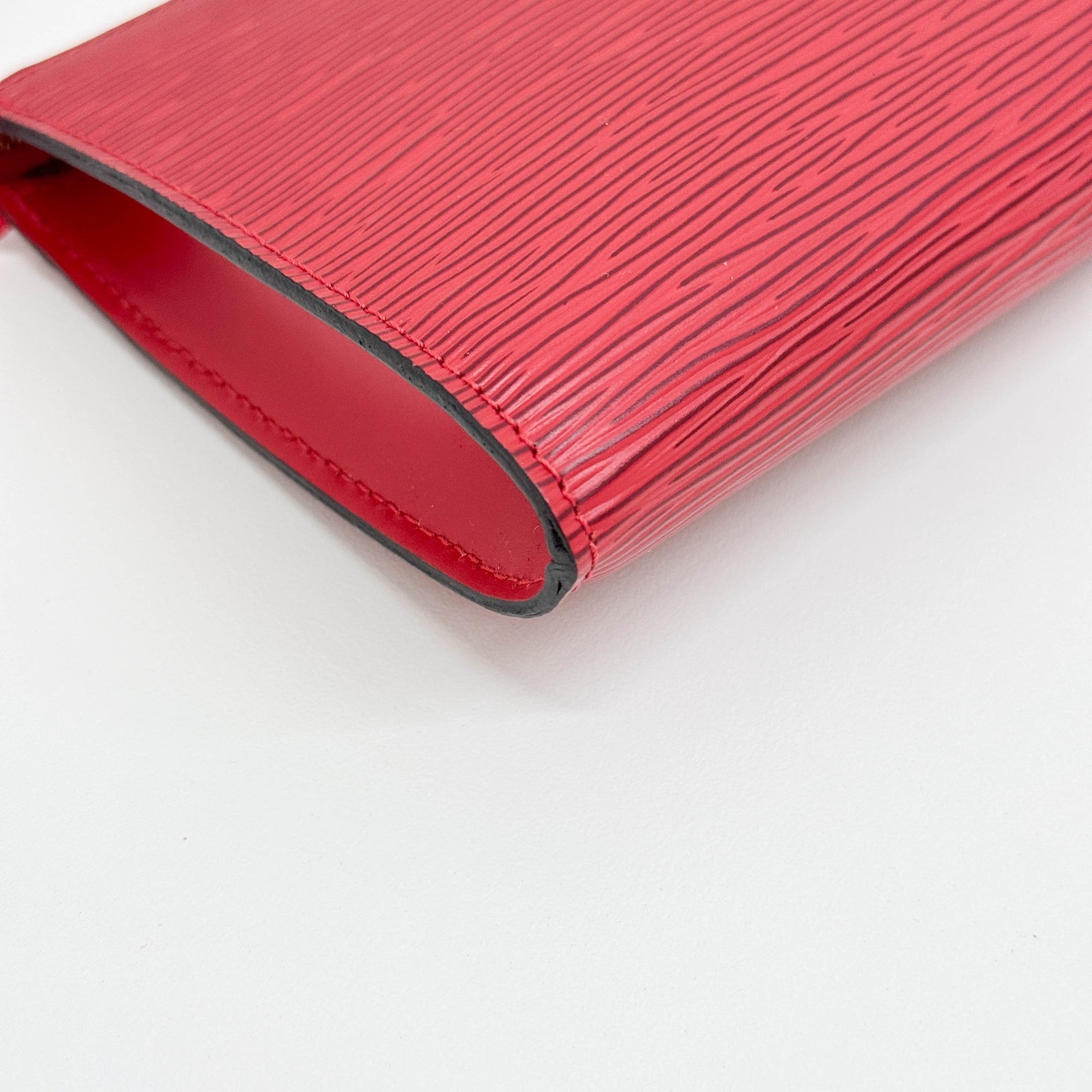 Pochette Accessoire Epi Red Leather Hand Bag