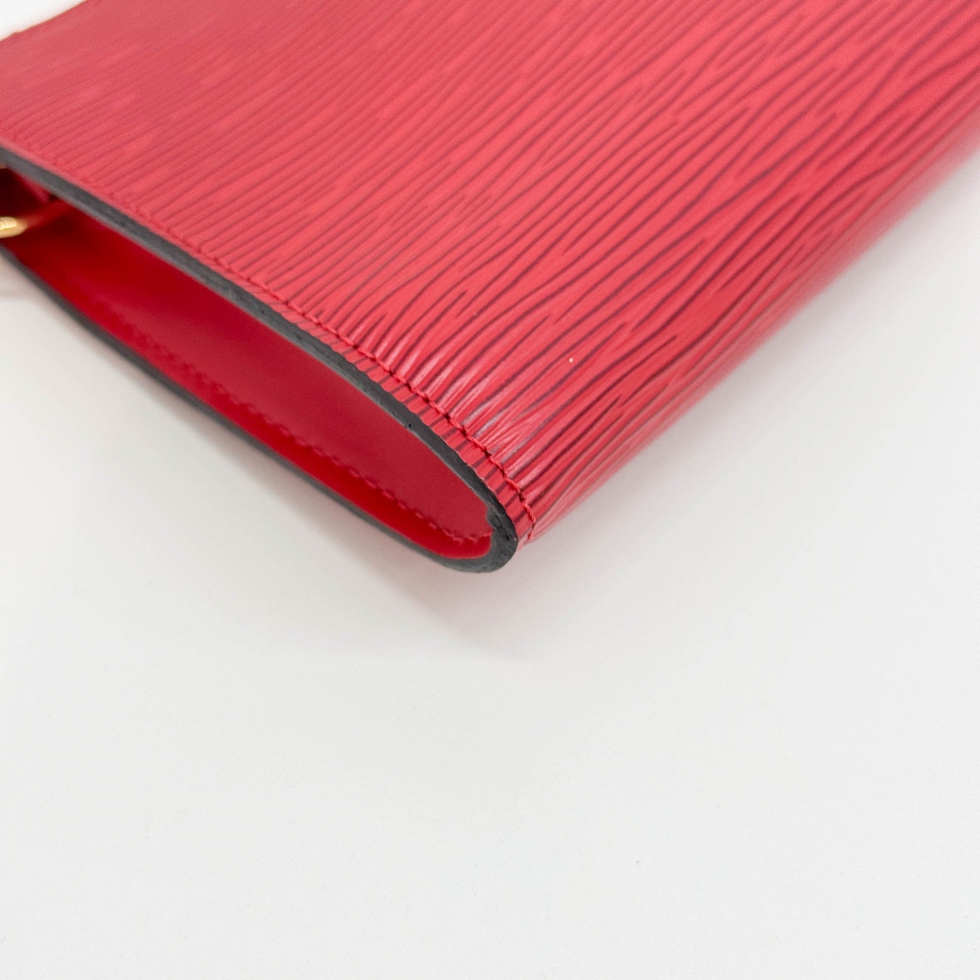 Pochette Accessoire Epi Red Leather Hand Bag