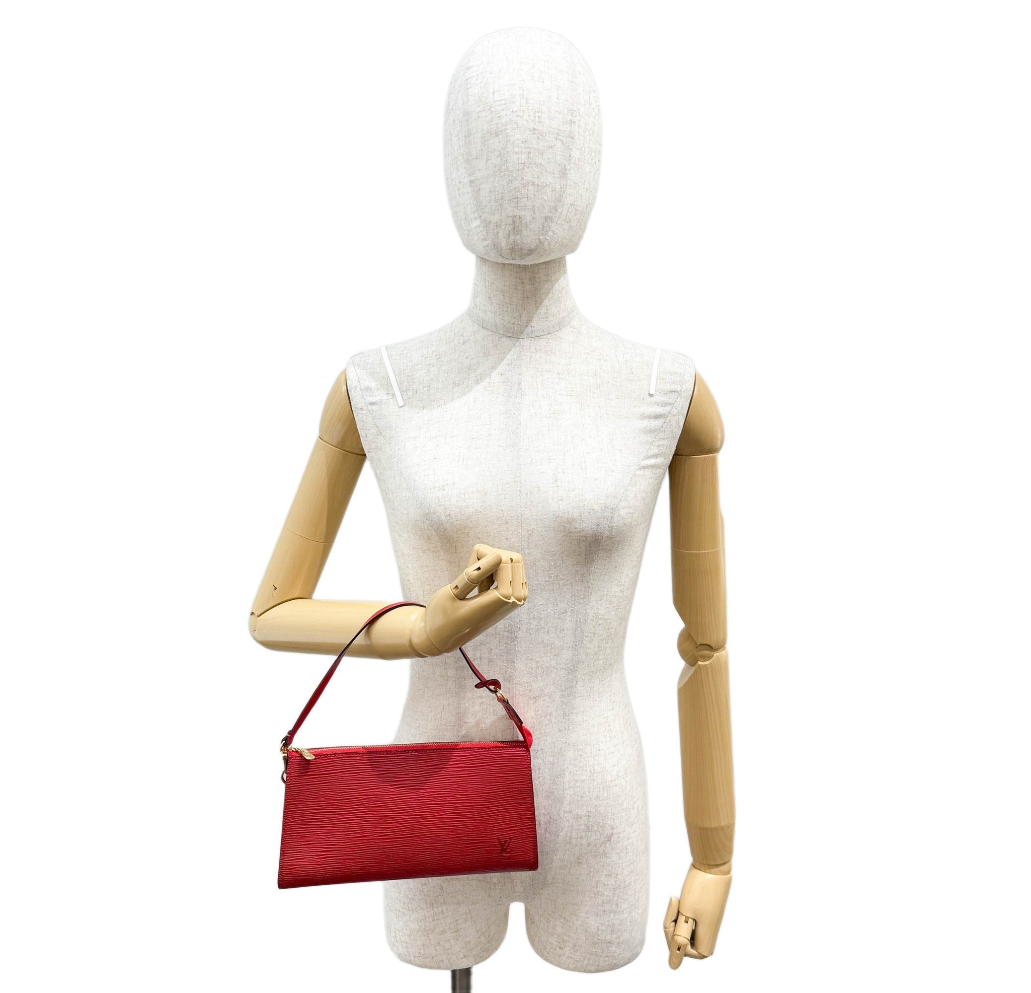 Pochette Accessoire Epi Red Leather Hand Bag