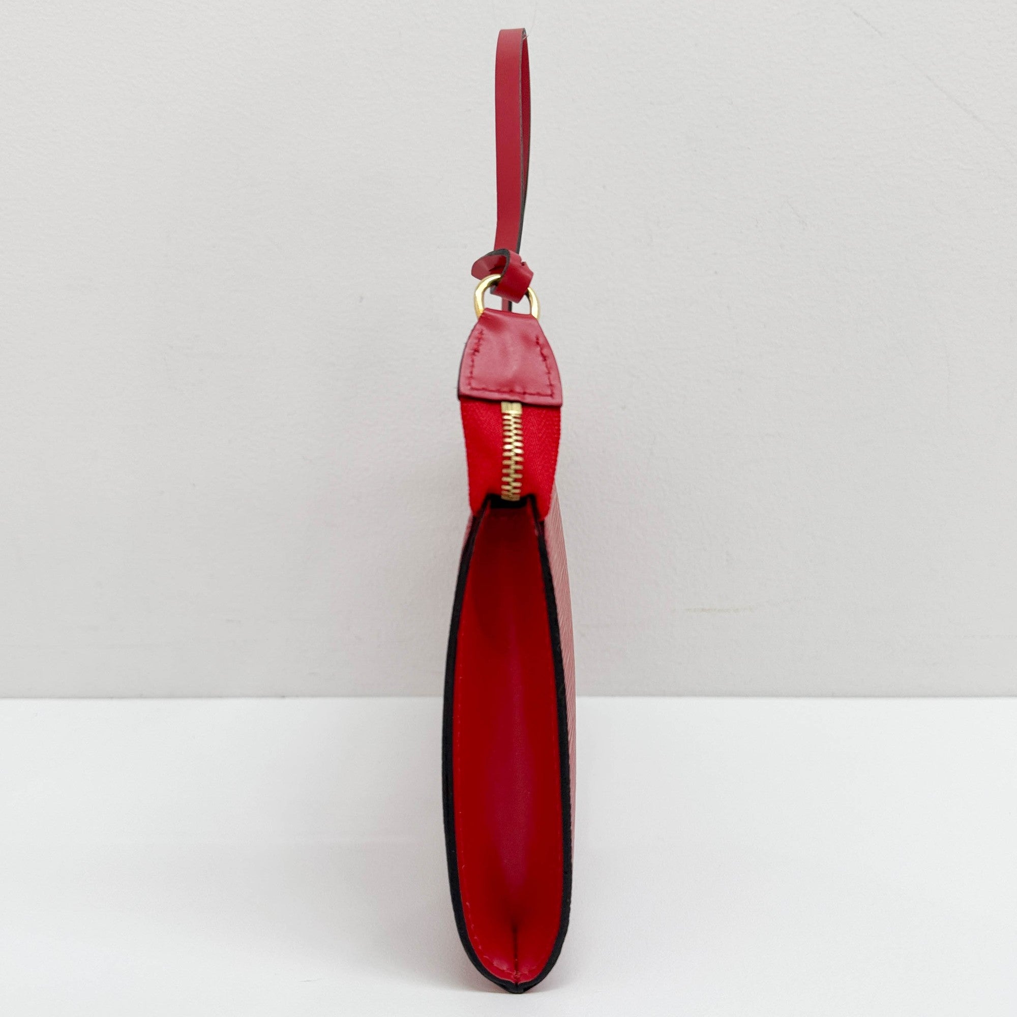 Pochette Accessoire Epi Red Leather Hand Bag