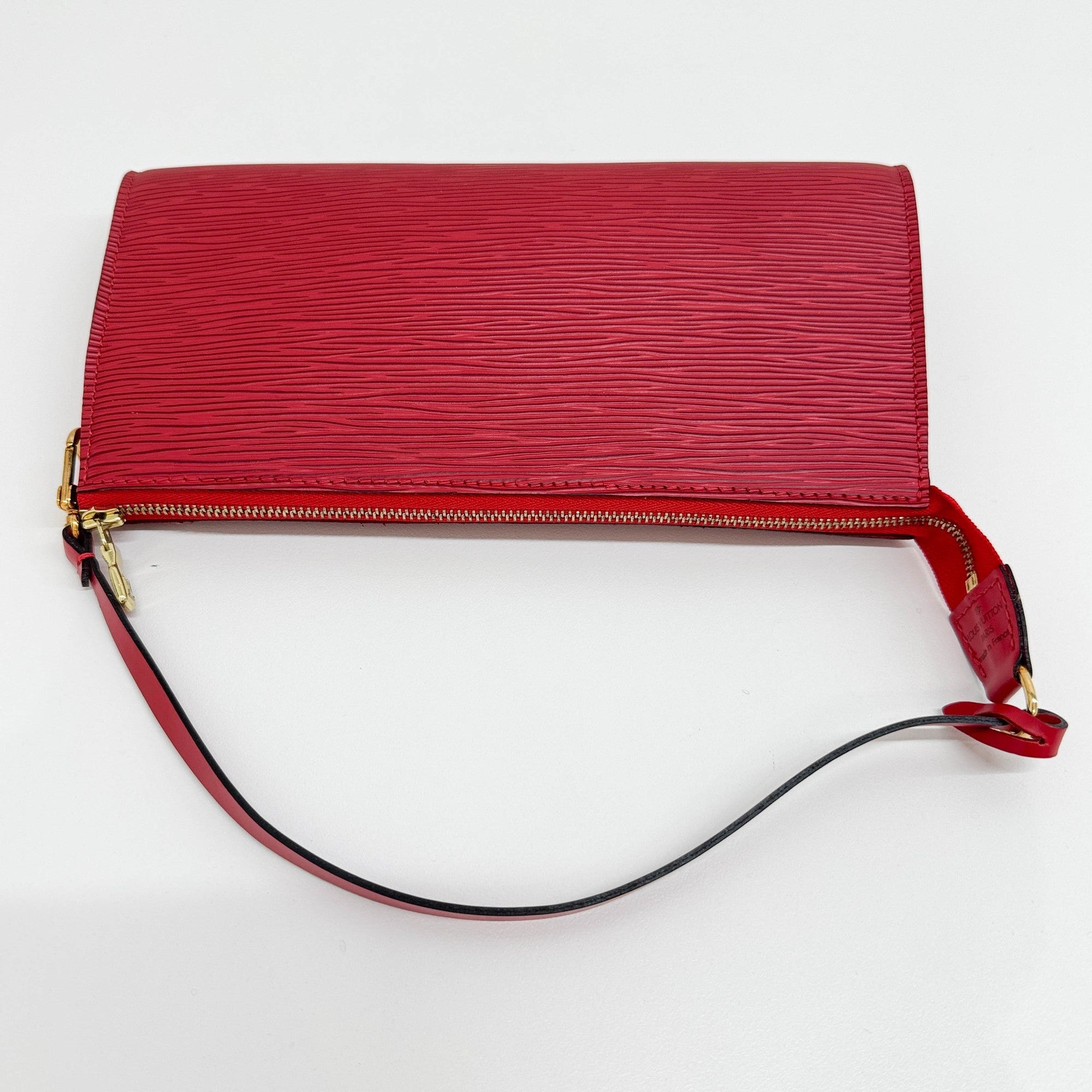 Pochette Accessoire Epi Red Leather Hand Bag