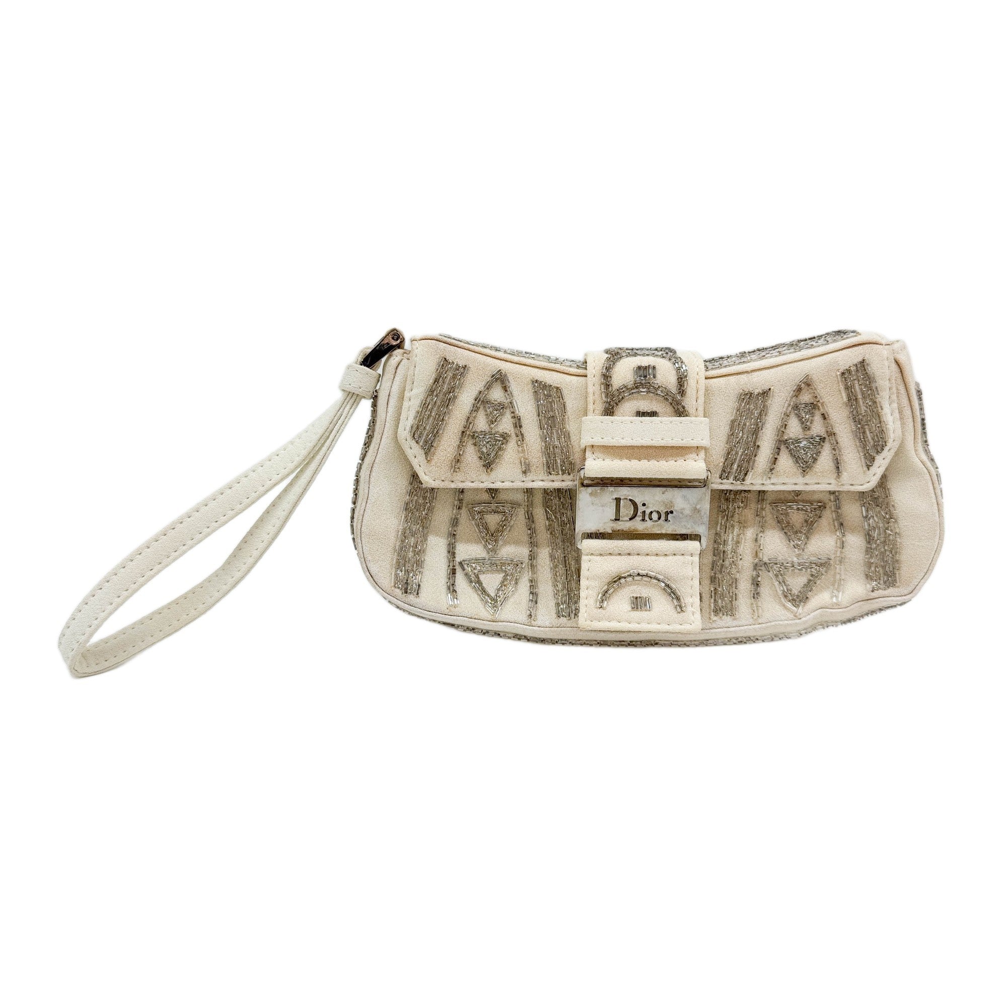 Street Chic Columbus Beaded Beige Viscose Clutch Bag