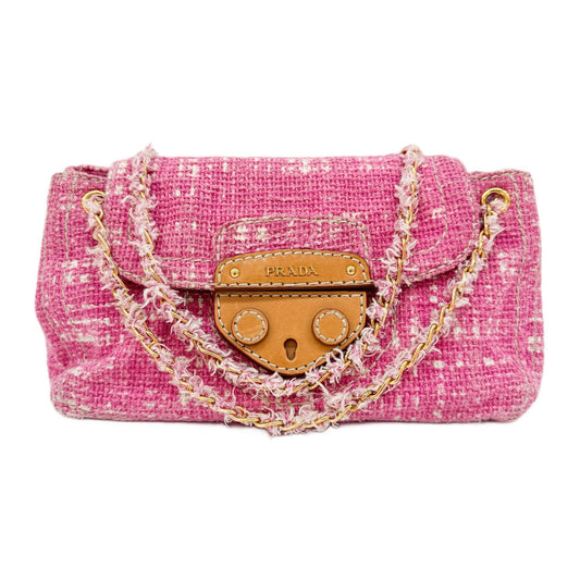 Sound Lock Pink Tweed Shoulder Bag