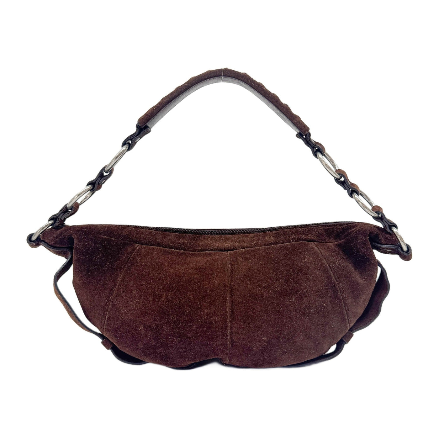 Crescent Brown Suede Shoulder Bag