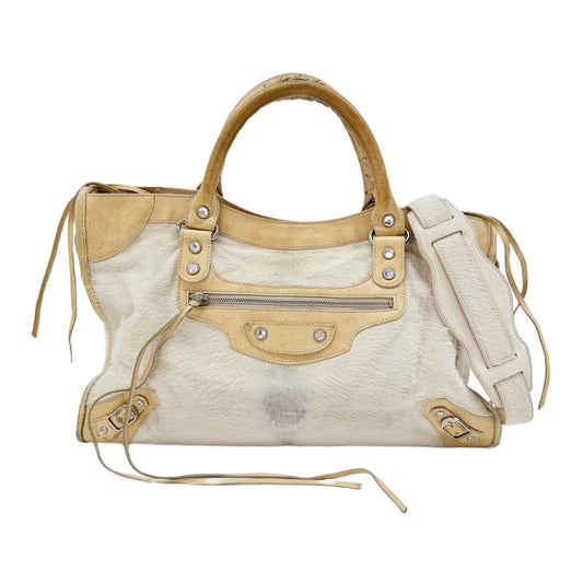 The City Beige Pony Hair Two Way Bag
