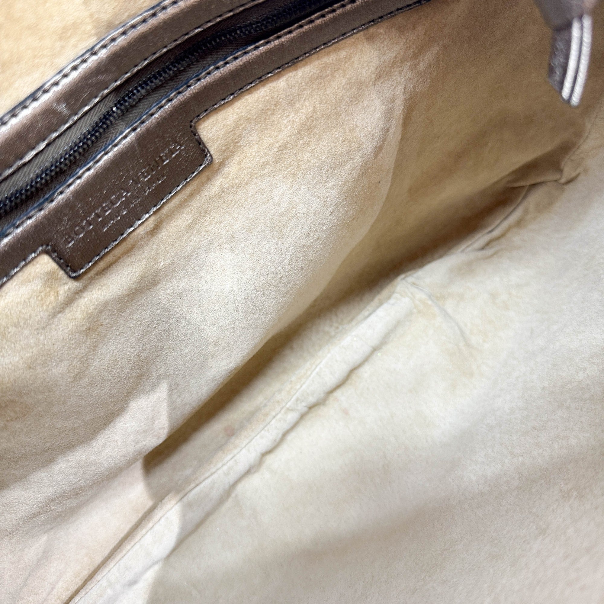 Intrecciato Metallic Tin Gold Leather Shoulder Bag