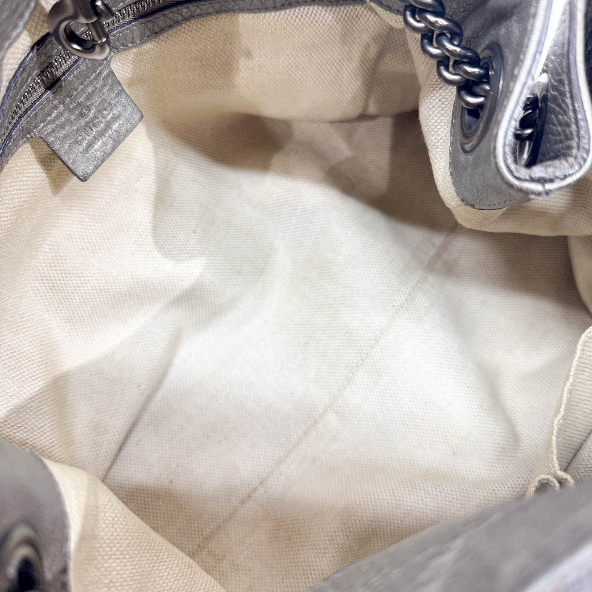 Soho Silver Leather Chain Tote Shoulder Bag