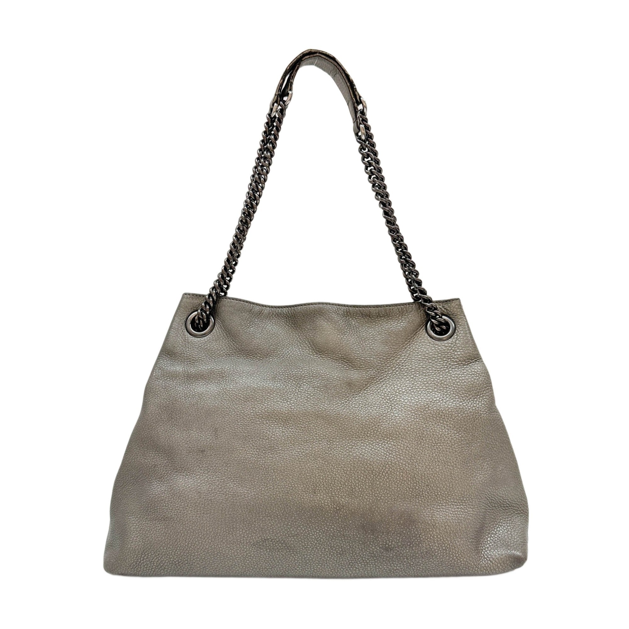 Soho Silver Leather Chain Tote Shoulder Bag