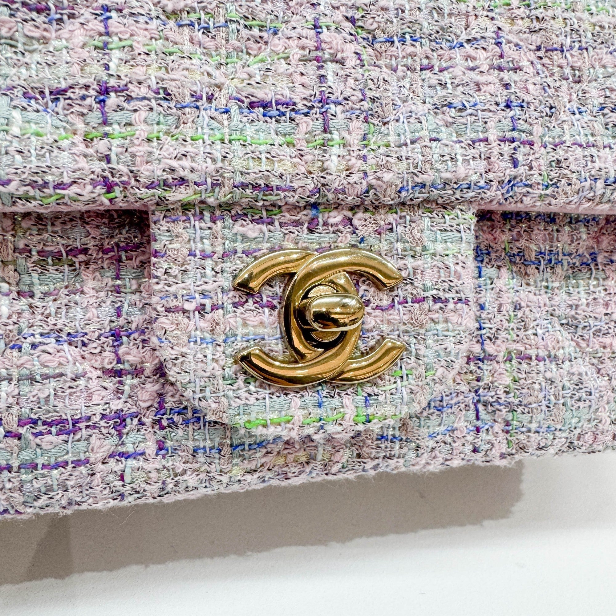 Mini Classic Flap Lavender Multicolor Tweed Shoulder Bag