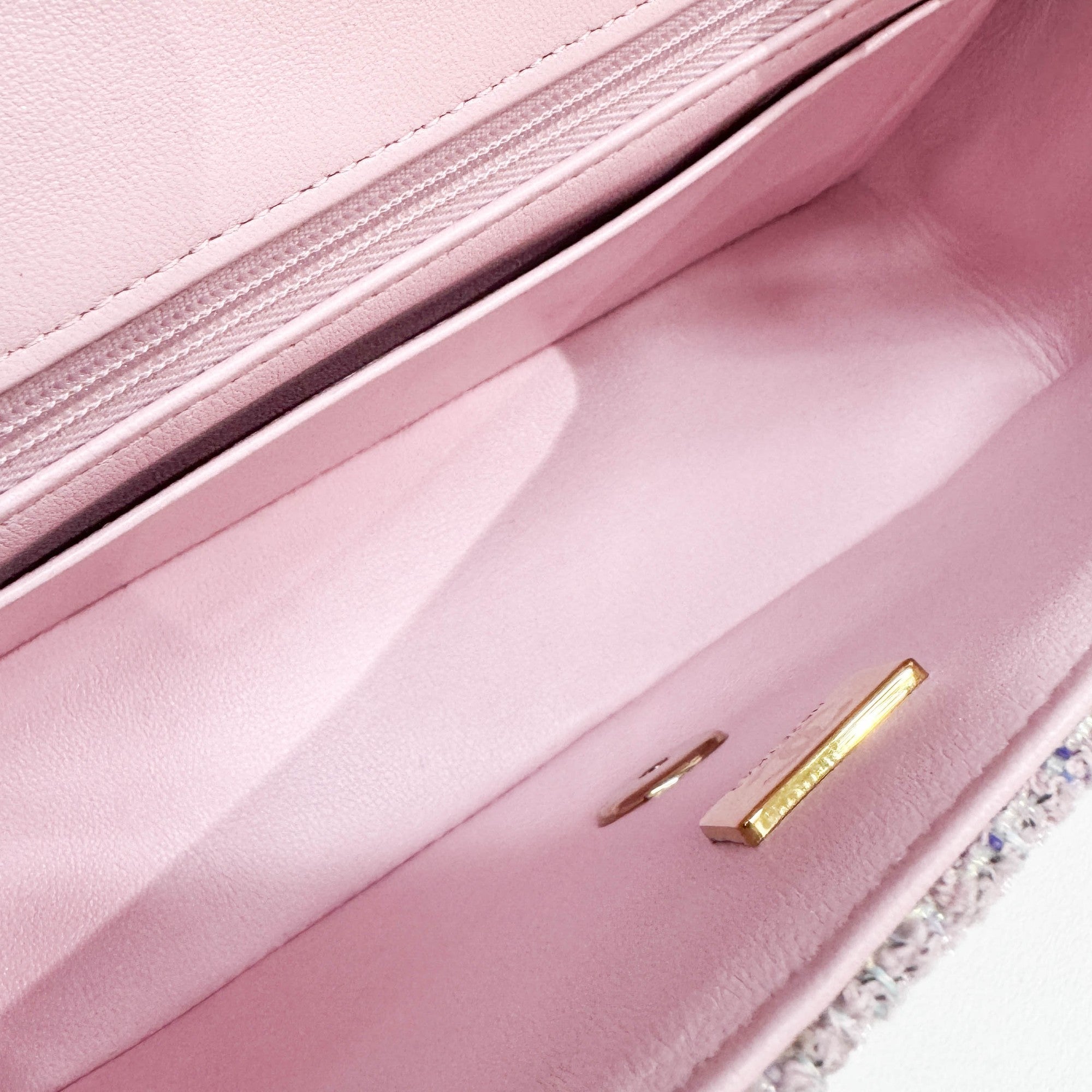 Mini Classic Flap Lavender Multicolor Tweed Shoulder Bag