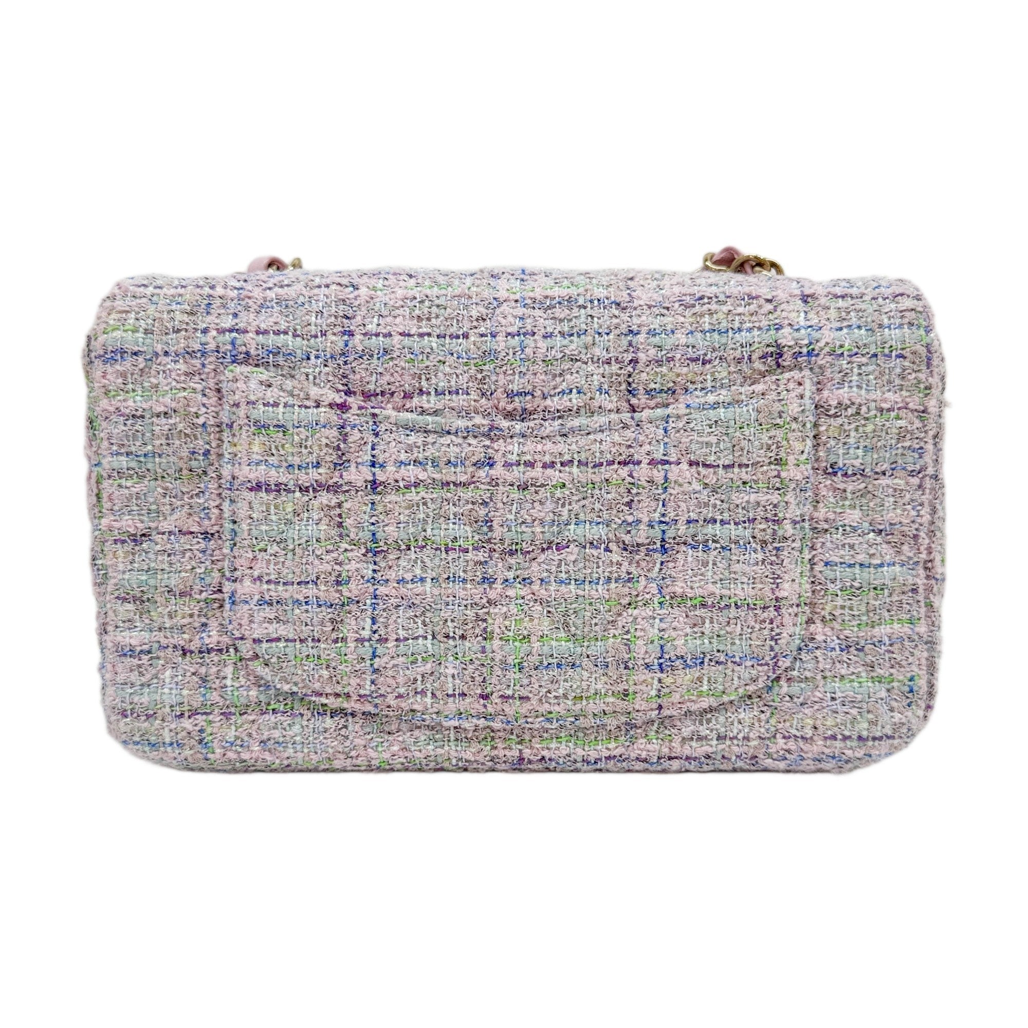 Mini Classic Flap Lavender Multicolor Tweed Shoulder Bag