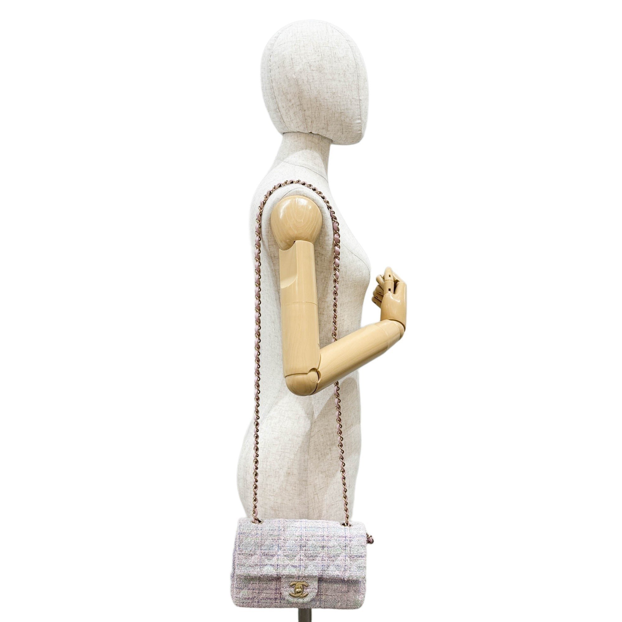 Mini Classic Flap Lavender Multicolor Tweed Shoulder Bag