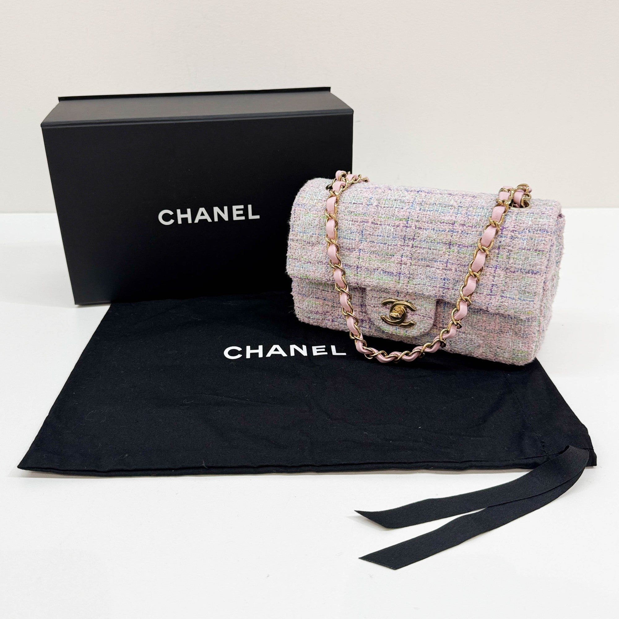 Mini Classic Flap Lavender Multicolor Tweed Shoulder Bag