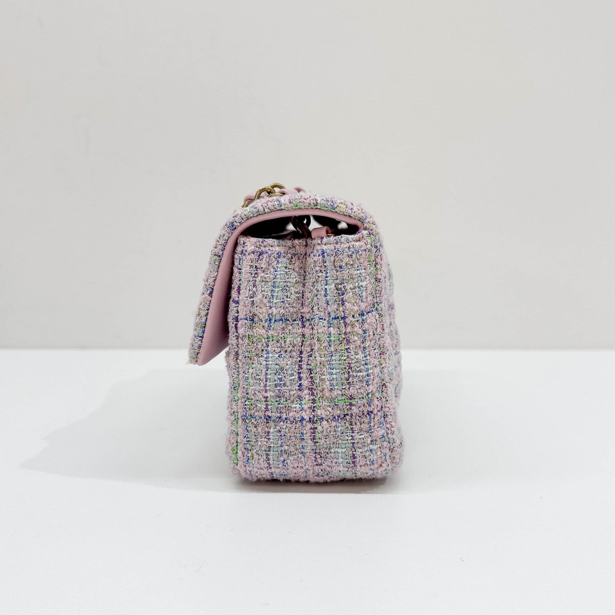 Mini Classic Flap Lavender Multicolor Tweed Shoulder Bag