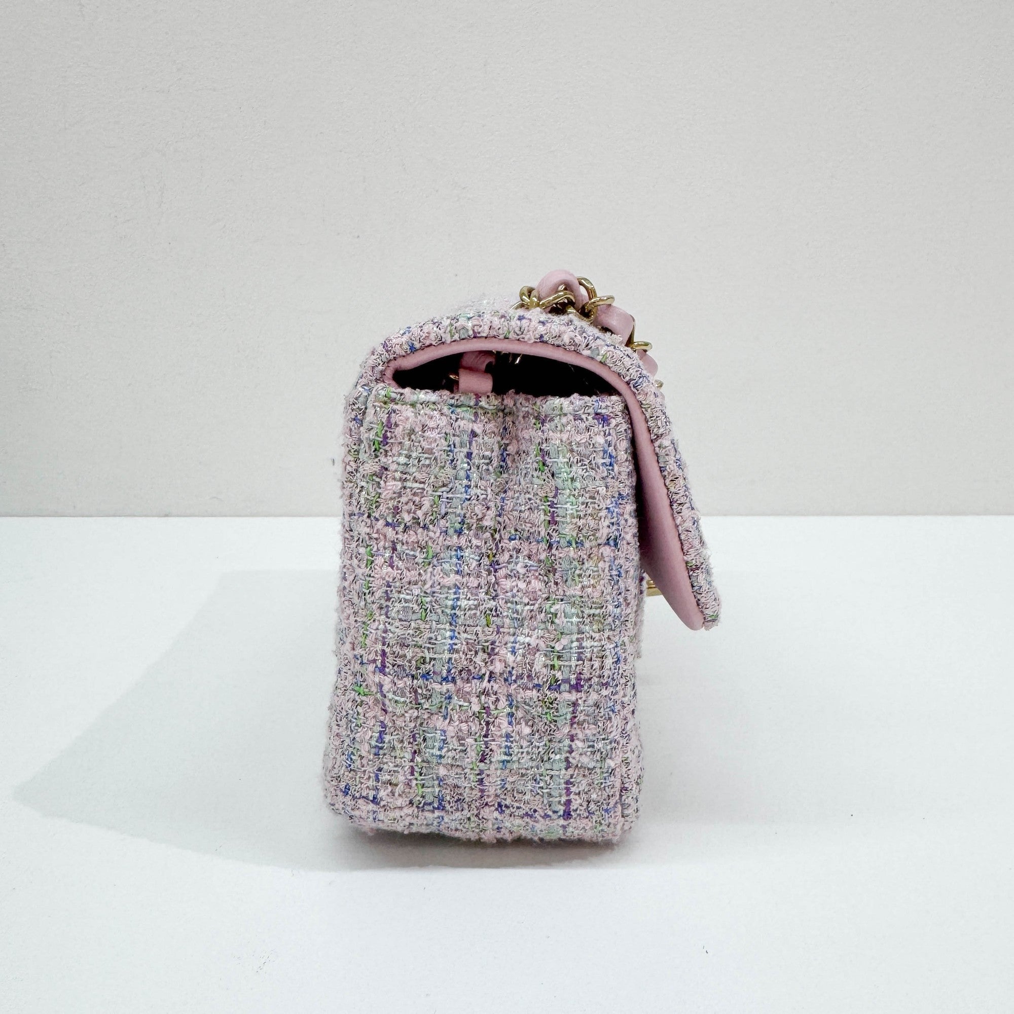Mini Classic Flap Lavender Multicolor Tweed Shoulder Bag