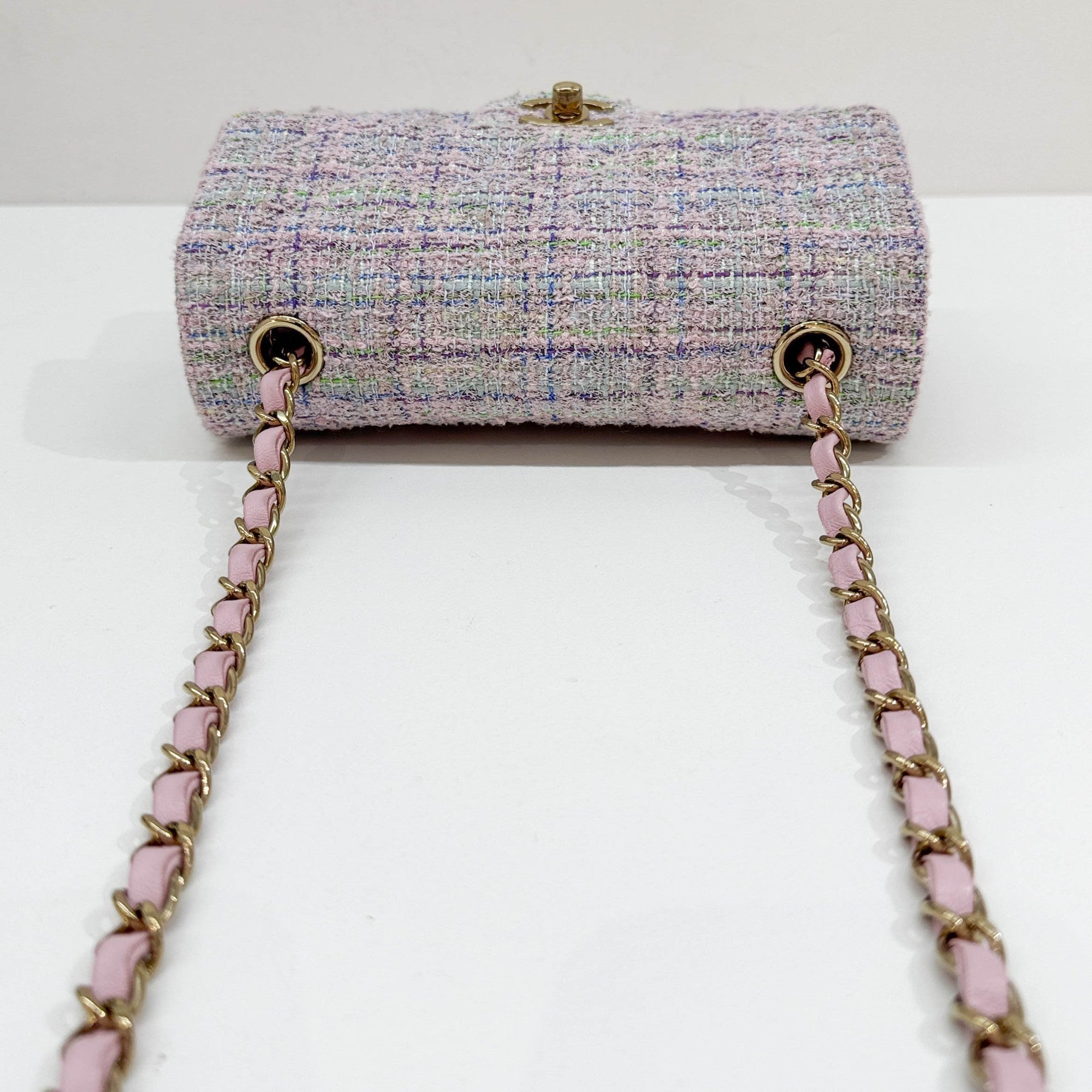 Mini Classic Flap Lavender Multicolor Tweed Shoulder Bag