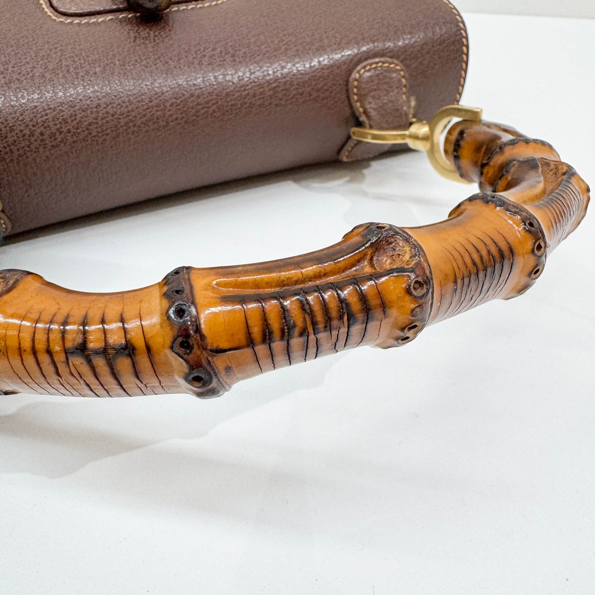 Bamboo Brown Leather Hand Bag