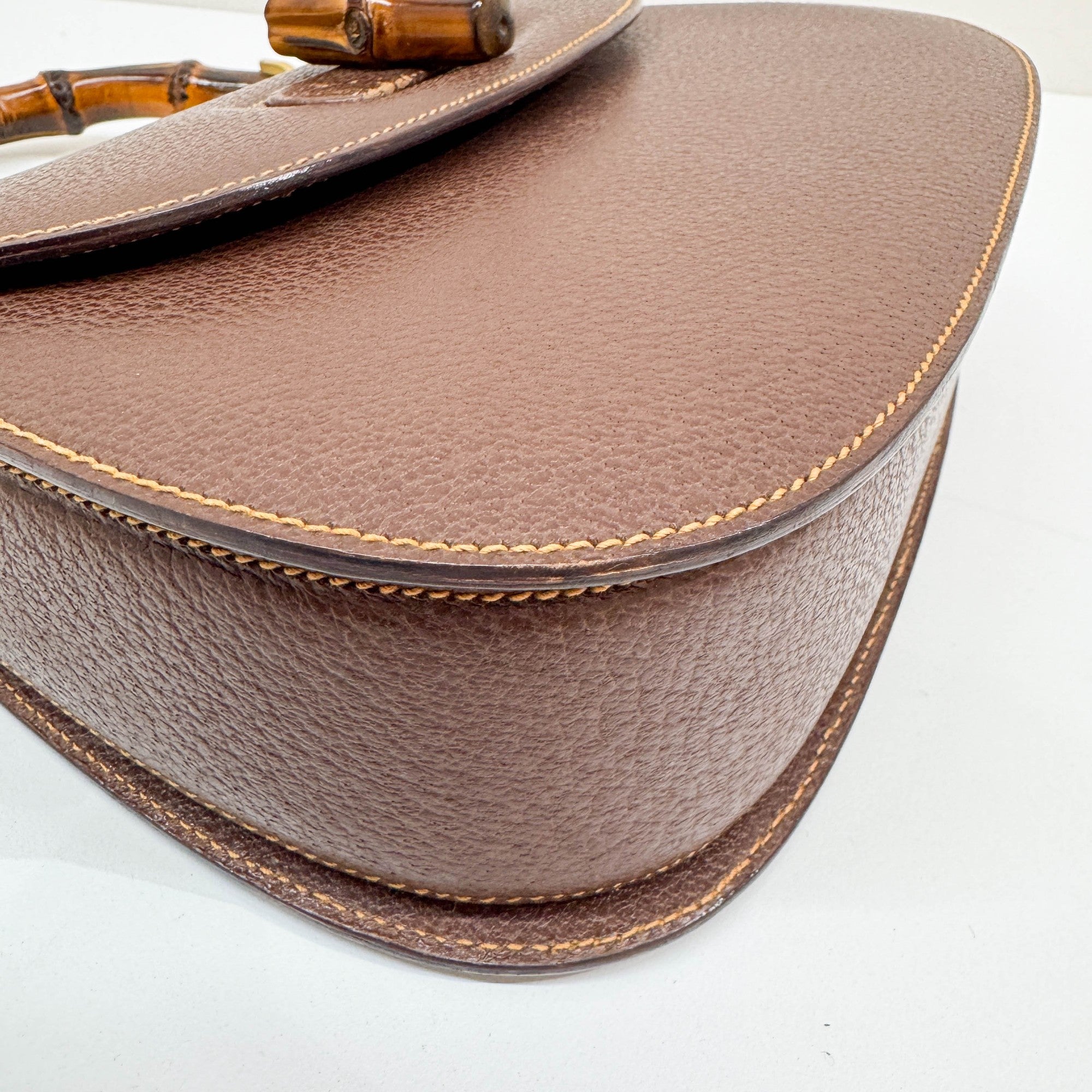 Bamboo Brown Leather Hand Bag