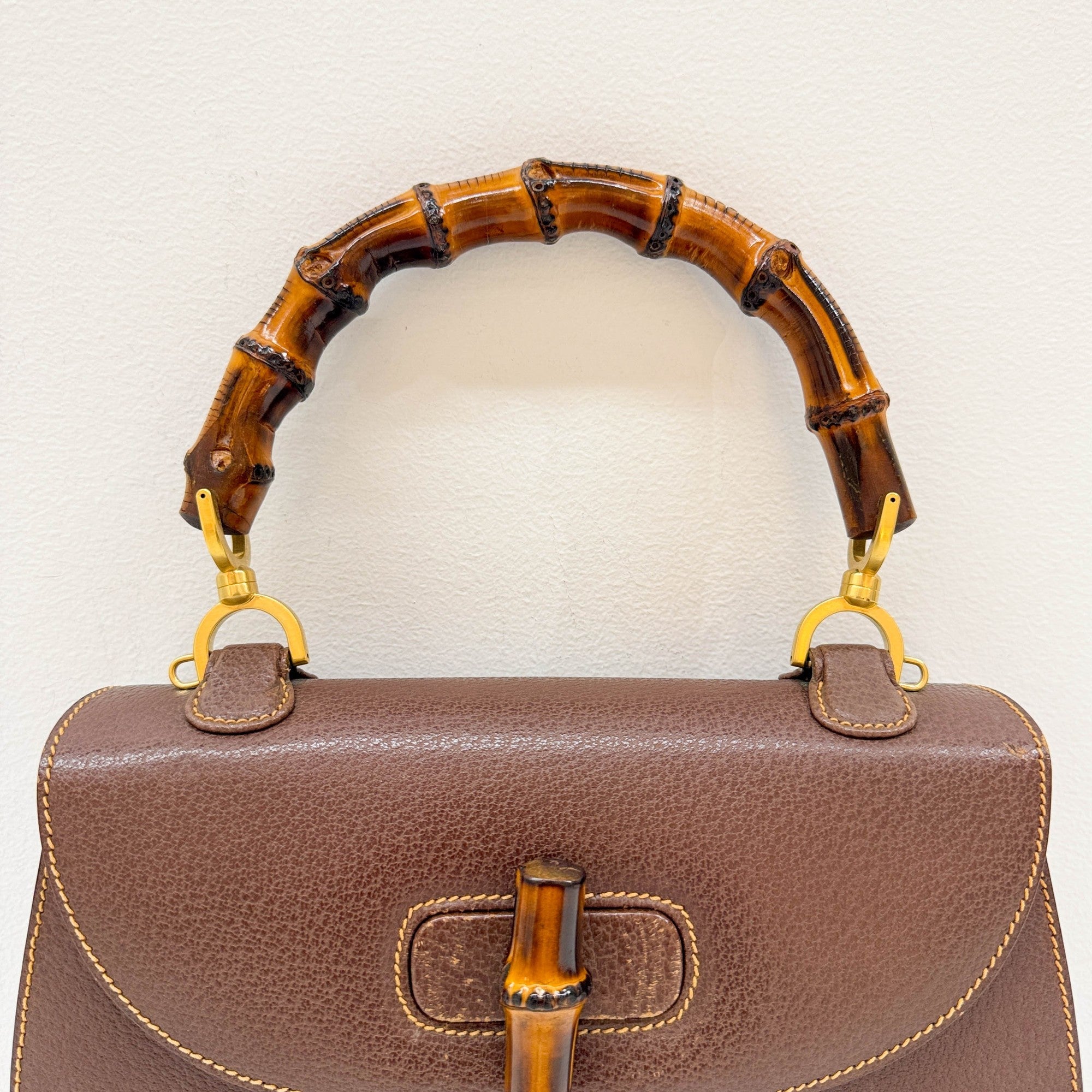 Bamboo Brown Leather Hand Bag