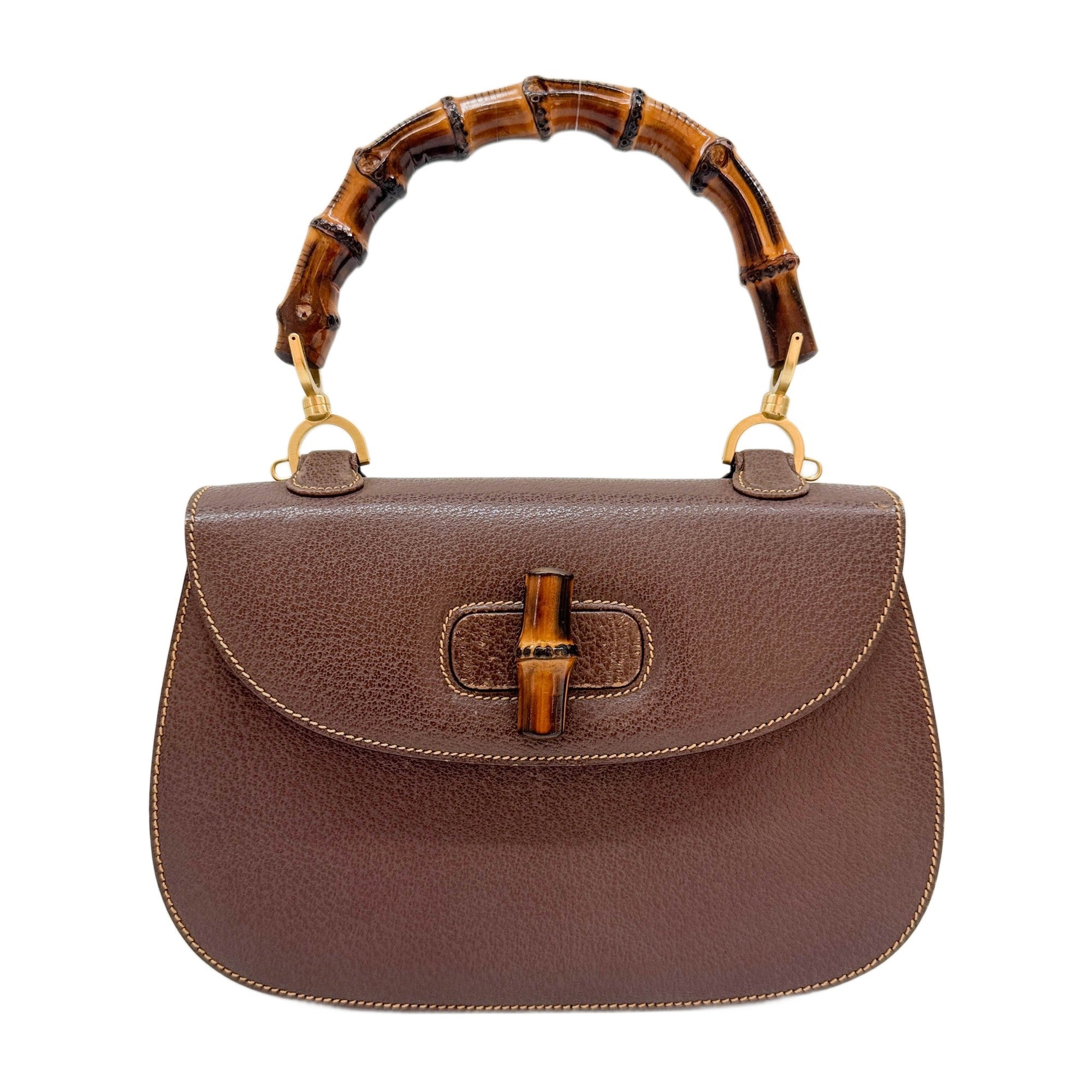 Bamboo Brown Leather Hand Bag