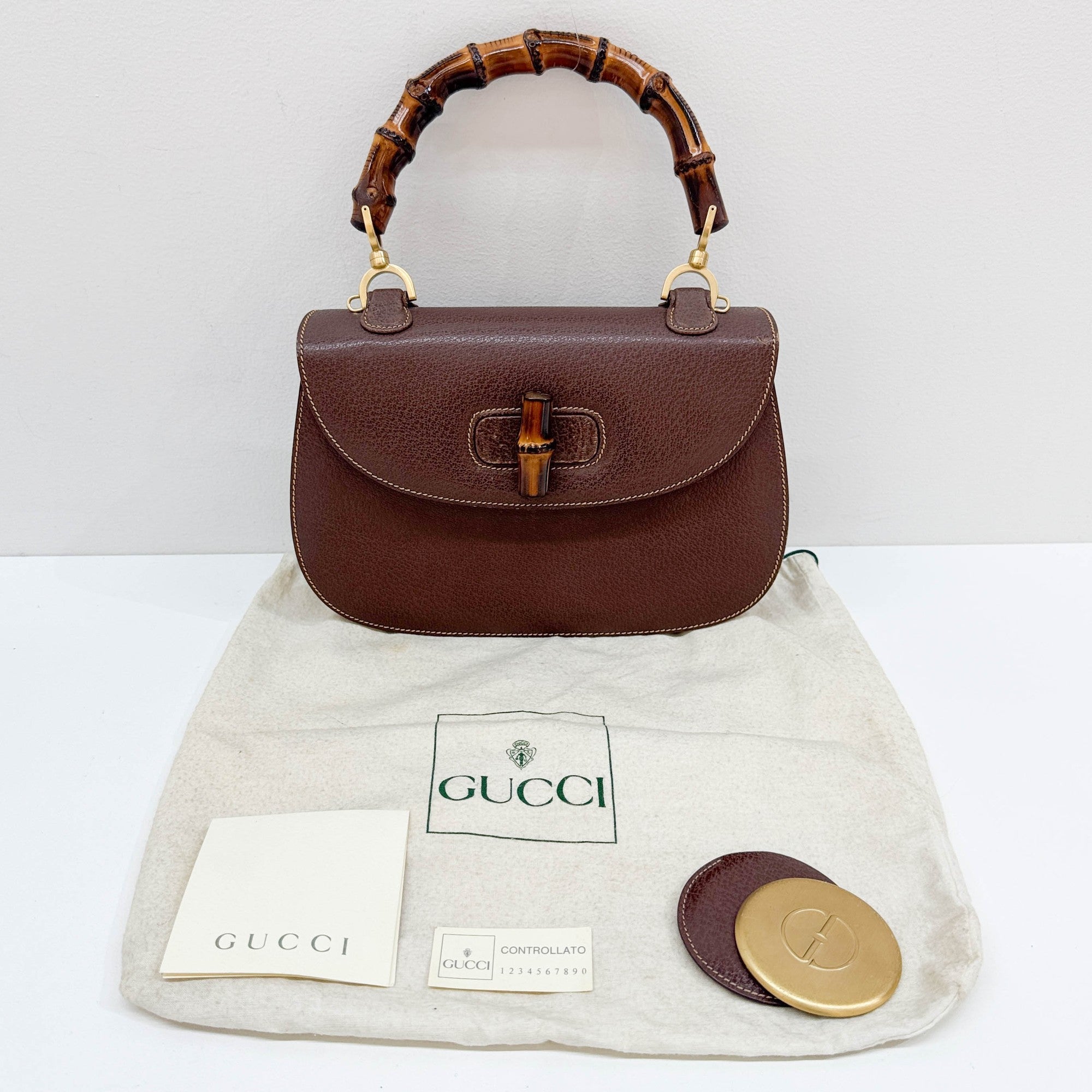 Bamboo Brown Leather Hand Bag