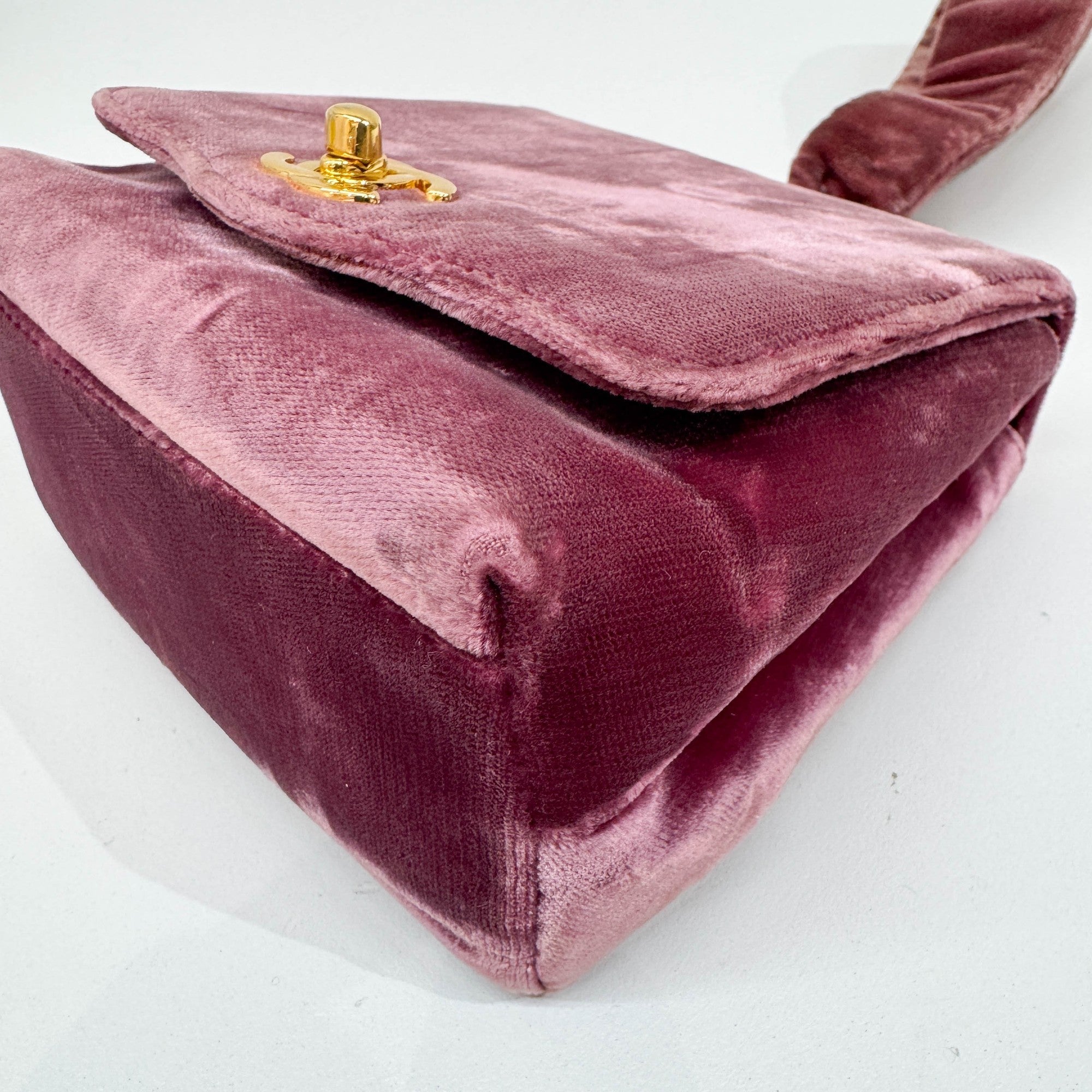 Mini Dusty Rose Velvet Hand Bag