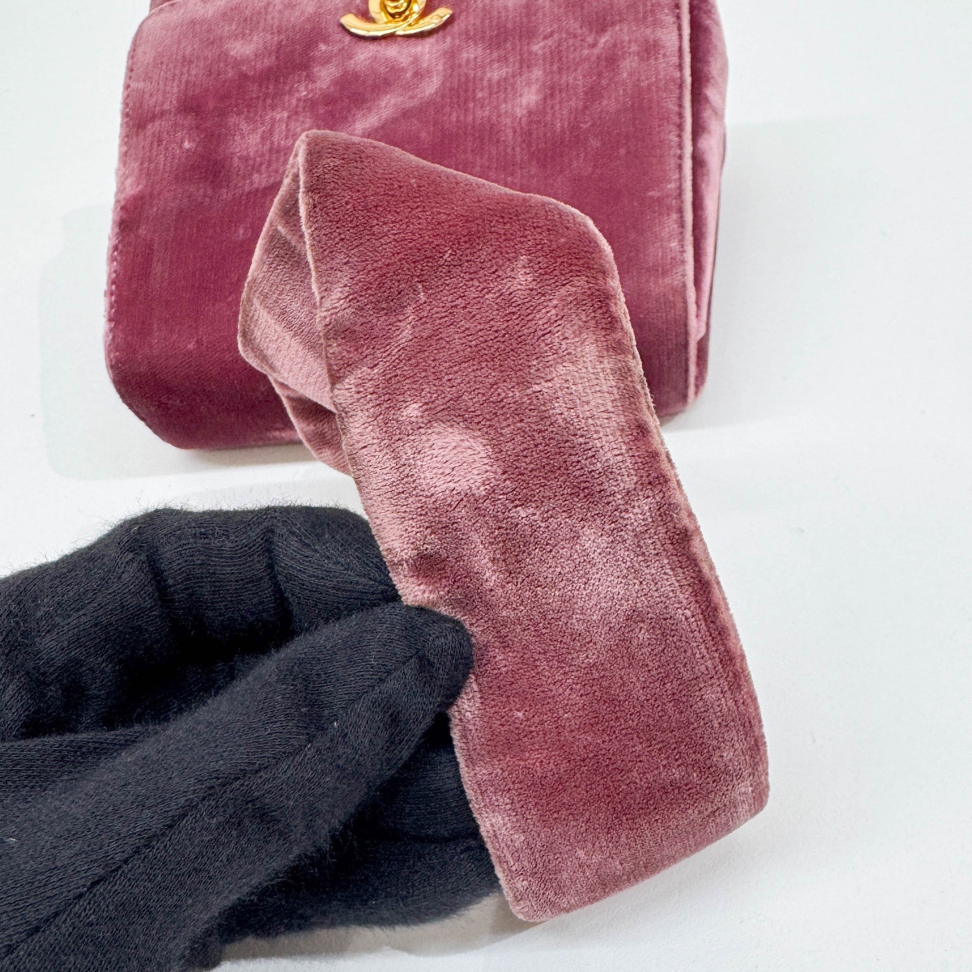 Mini Dusty Rose Velvet Hand Bag