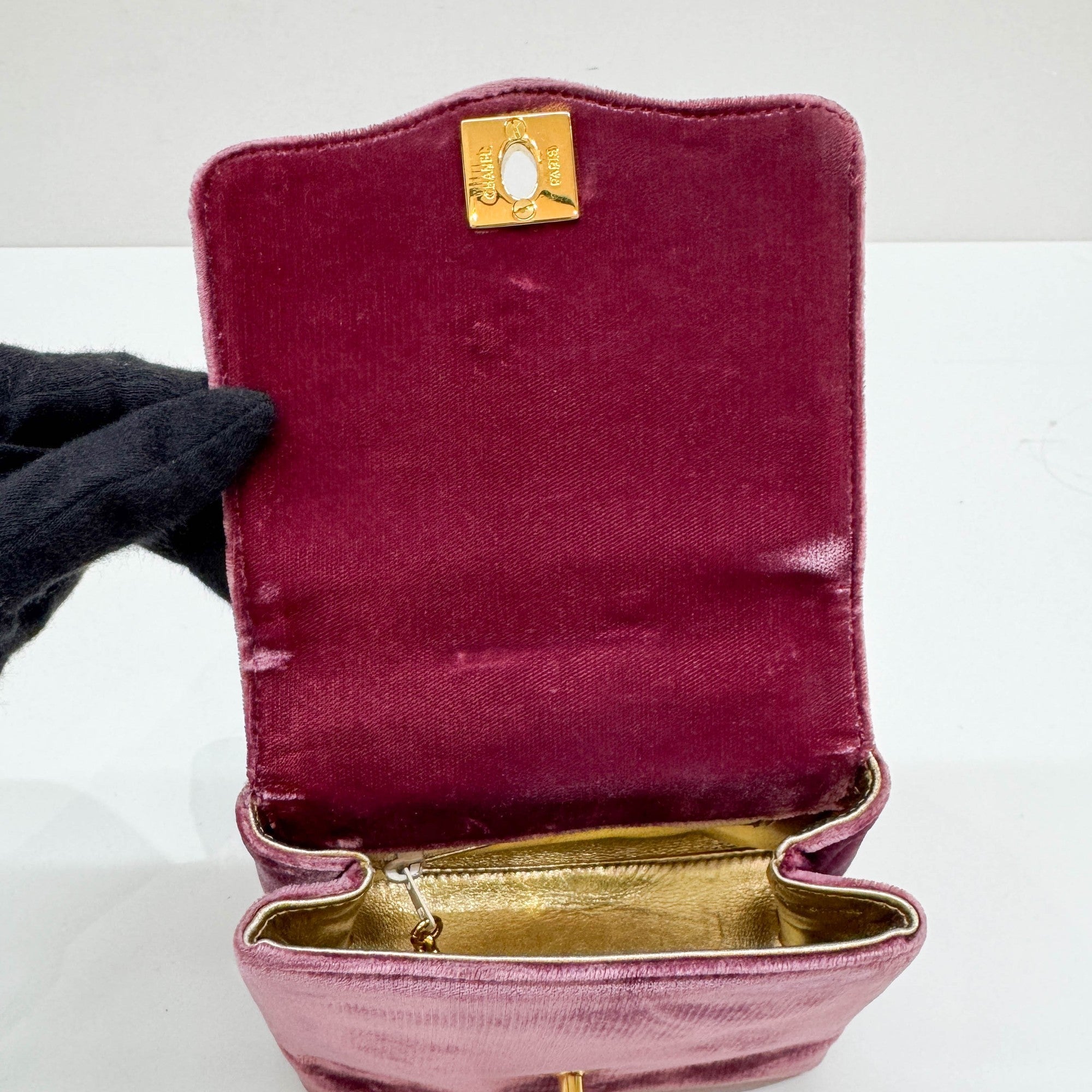 Mini Dusty Rose Velvet Hand Bag