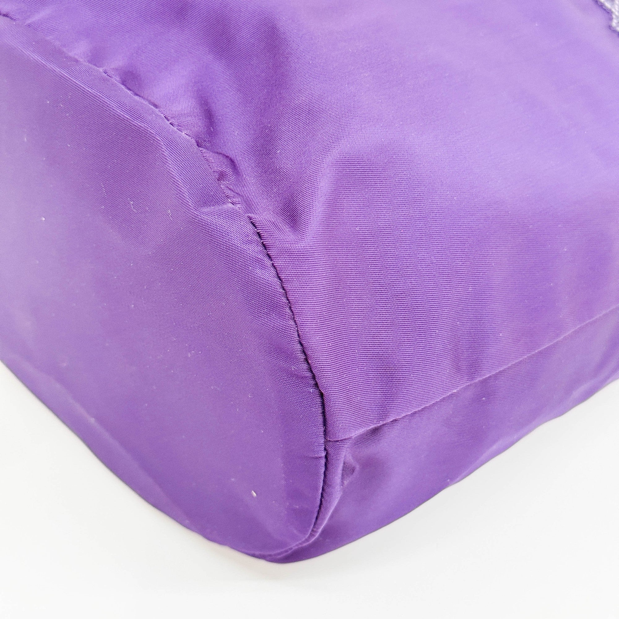 Violet Nylon Bucket Shoulder Bag