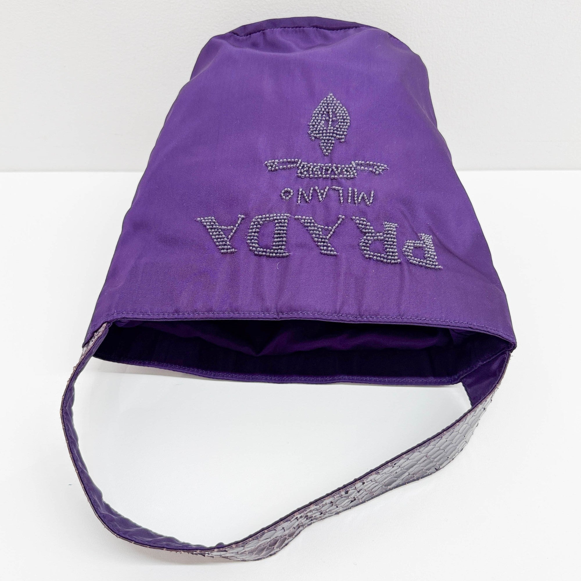 Violet Nylon Bucket Shoulder Bag