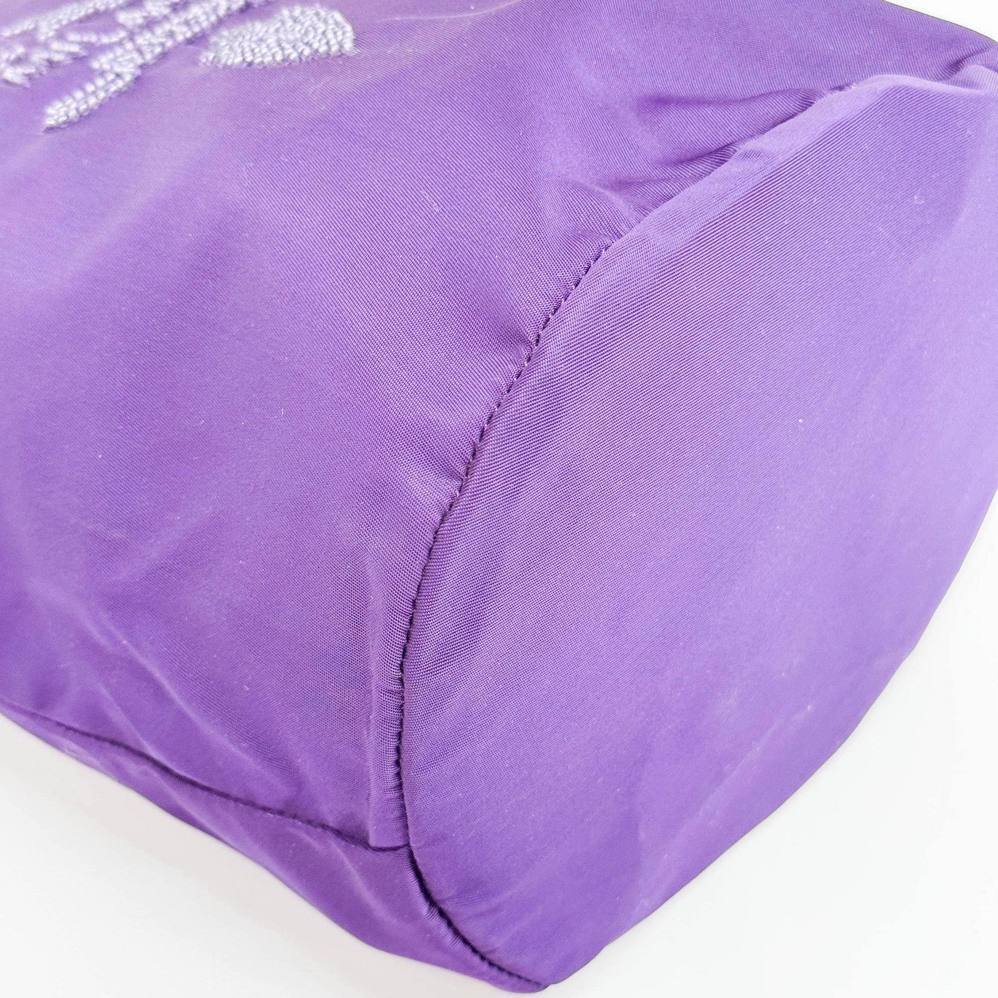 Violet Nylon Bucket Shoulder Bag