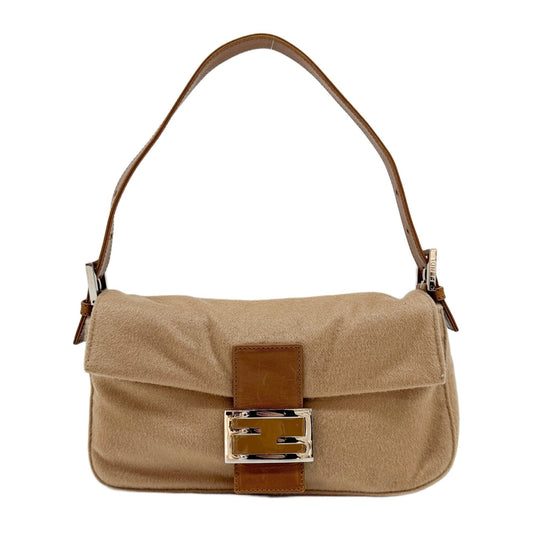 Baguette Tan Cashmere Shoulder Bag