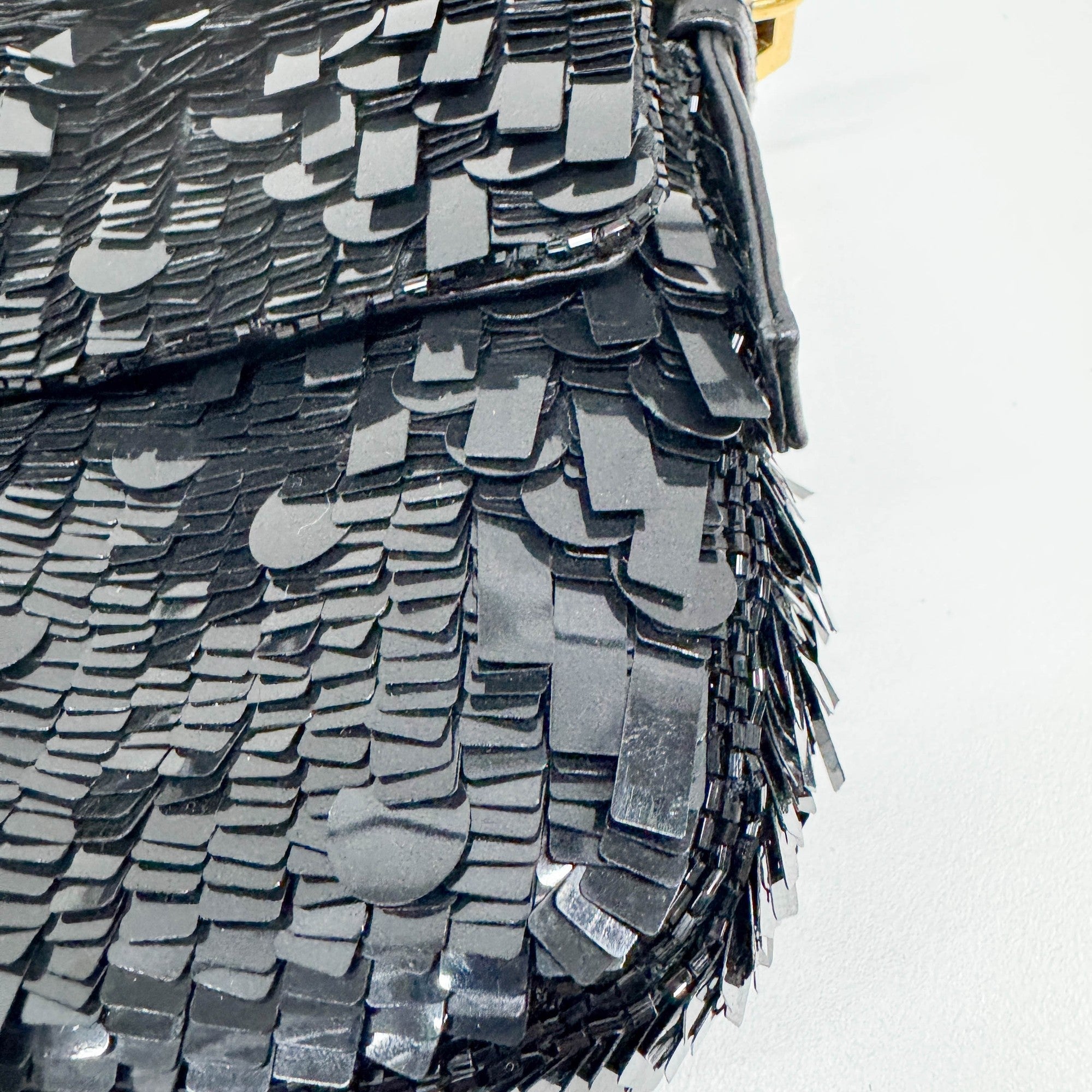 Baguette Black Sequin Shoulder Bag