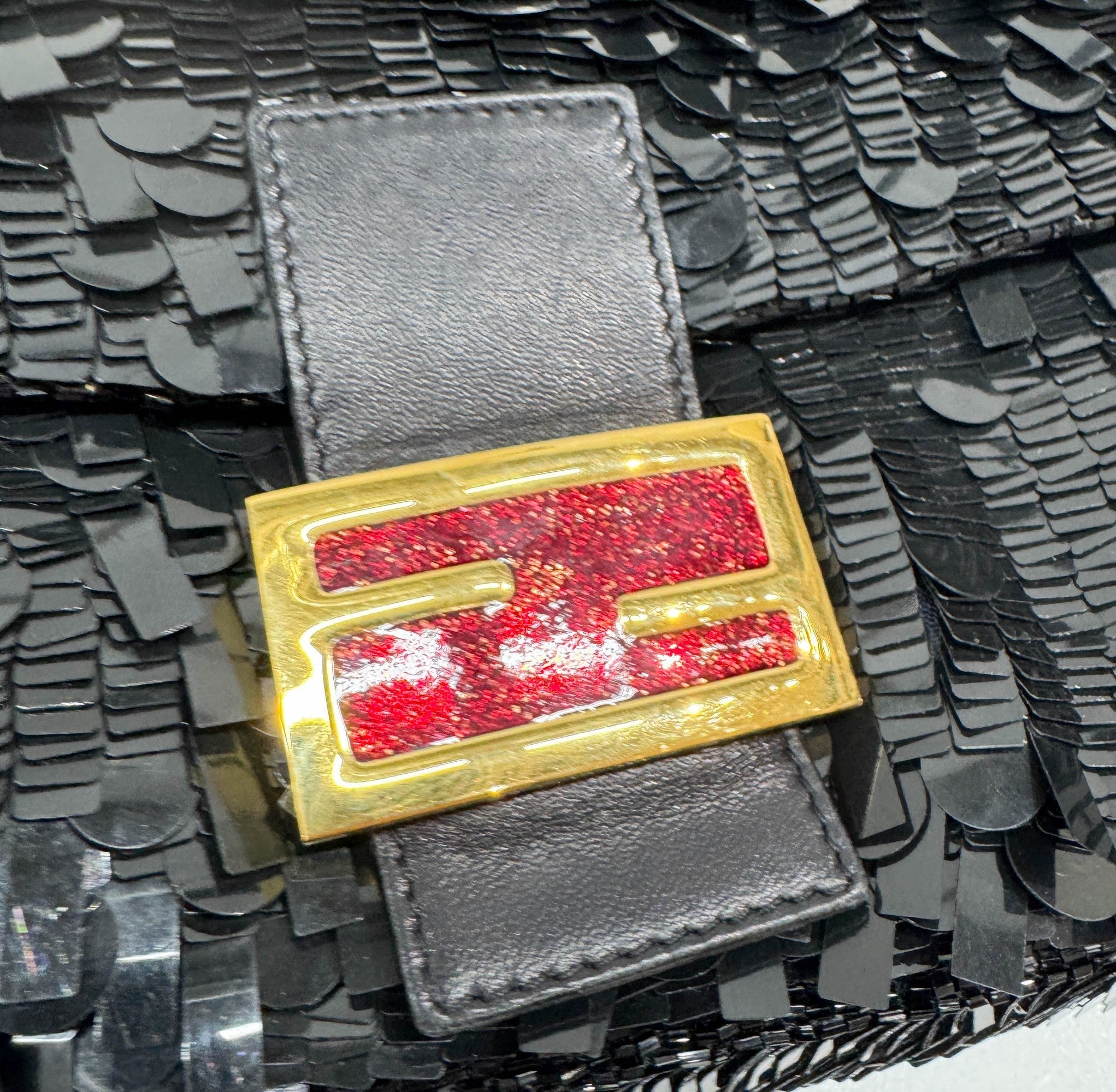 Baguette Black Sequin Shoulder Bag