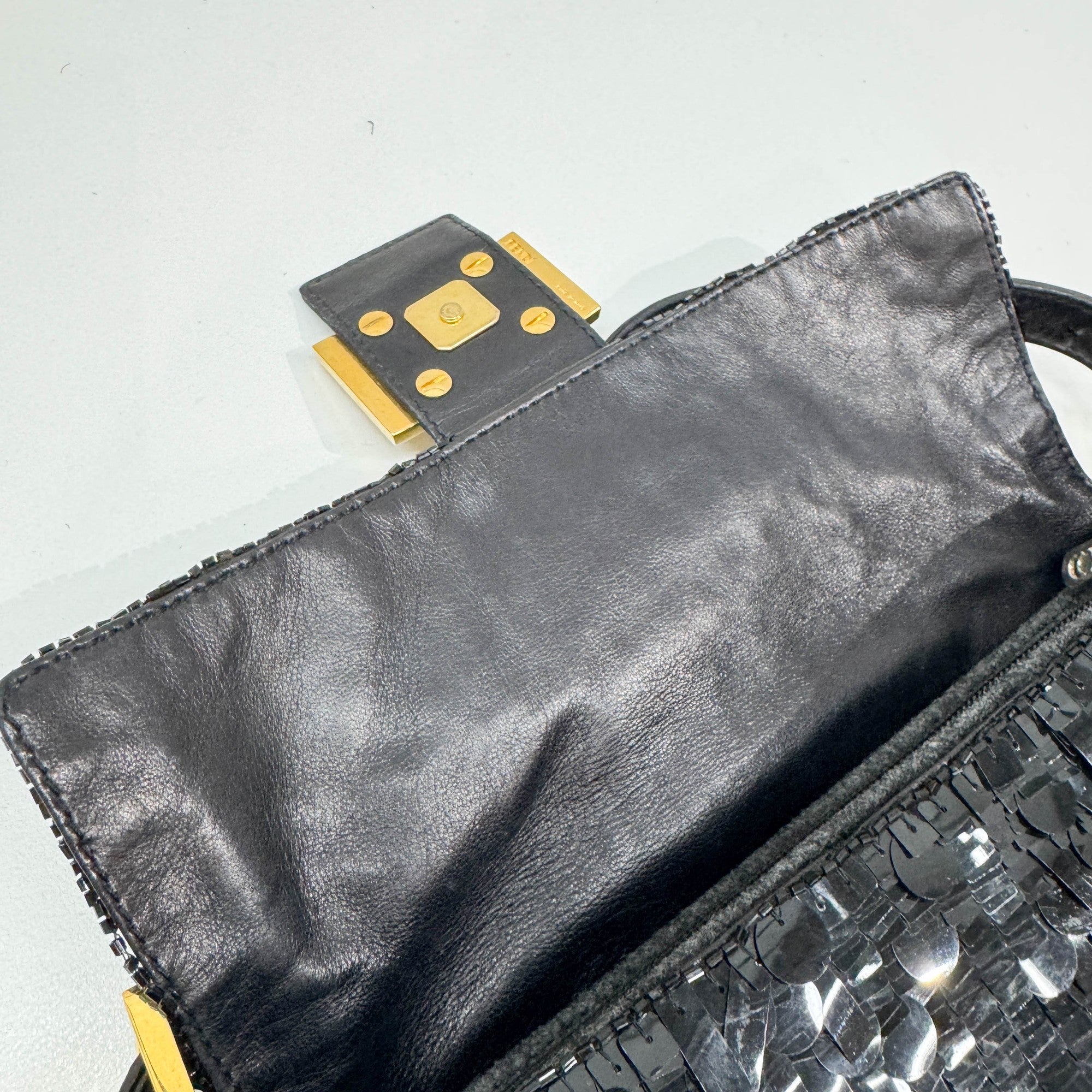 Baguette Black Sequin Shoulder Bag
