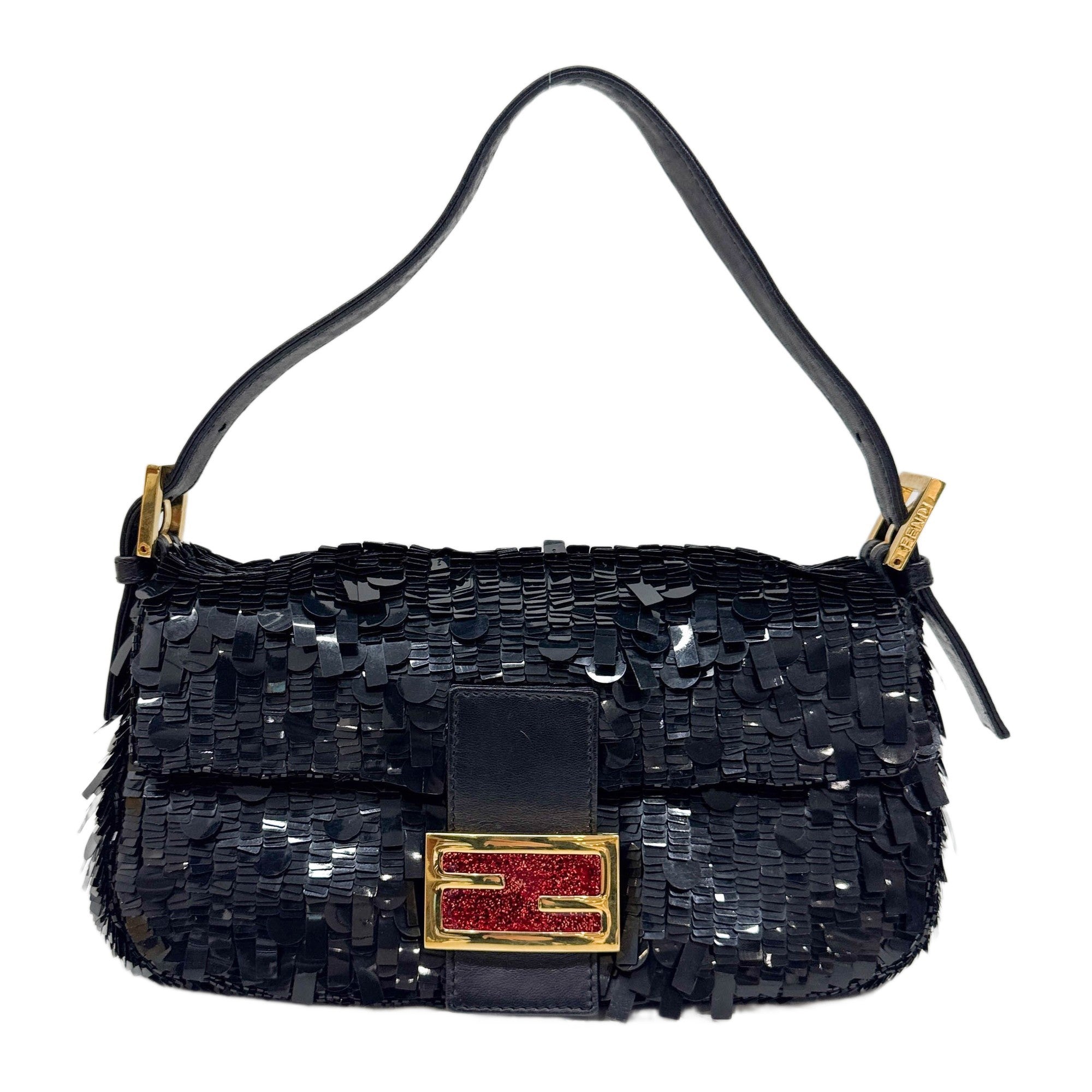 Baguette Black Sequin Shoulder Bag