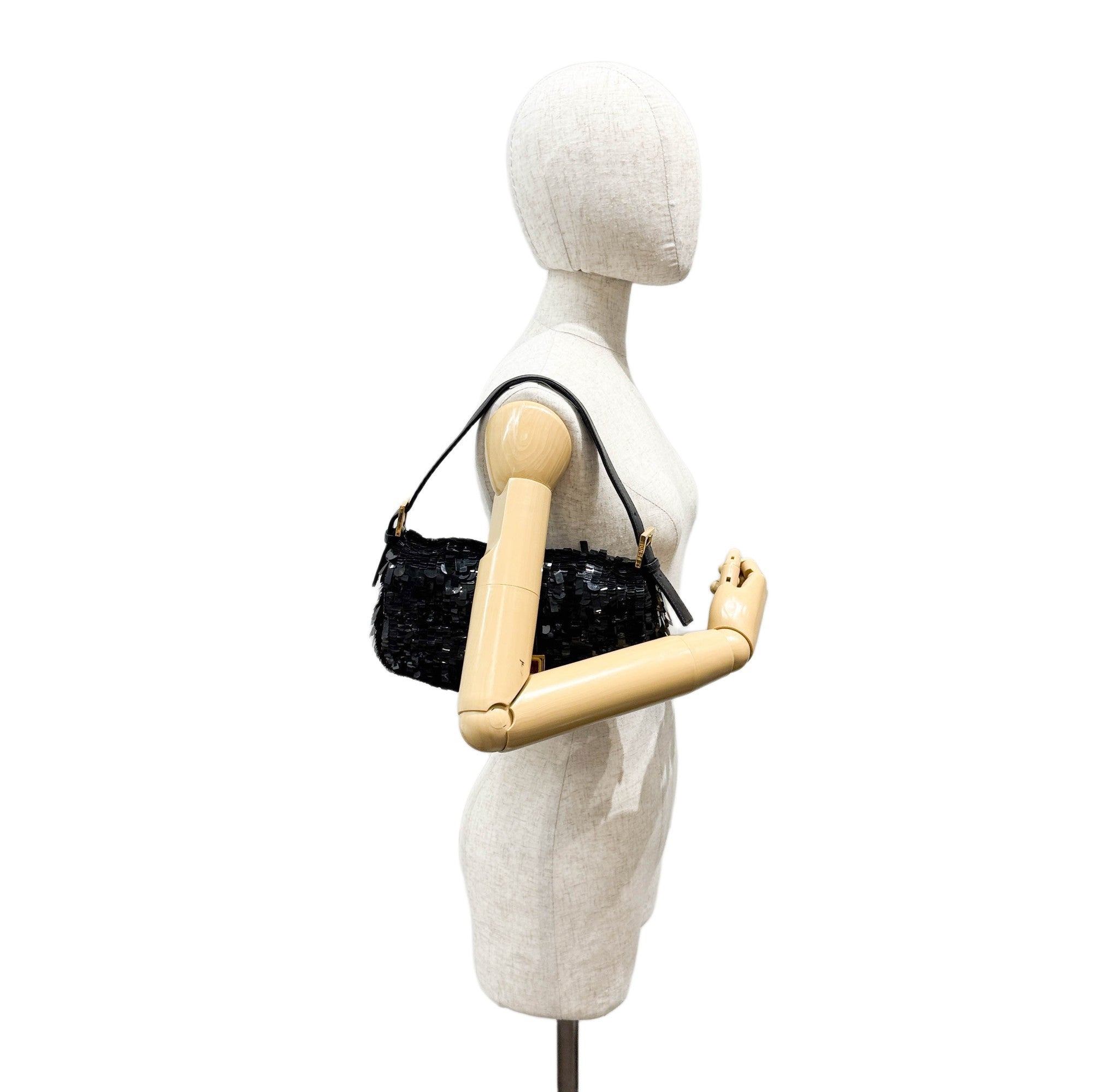Baguette Black Sequin Shoulder Bag
