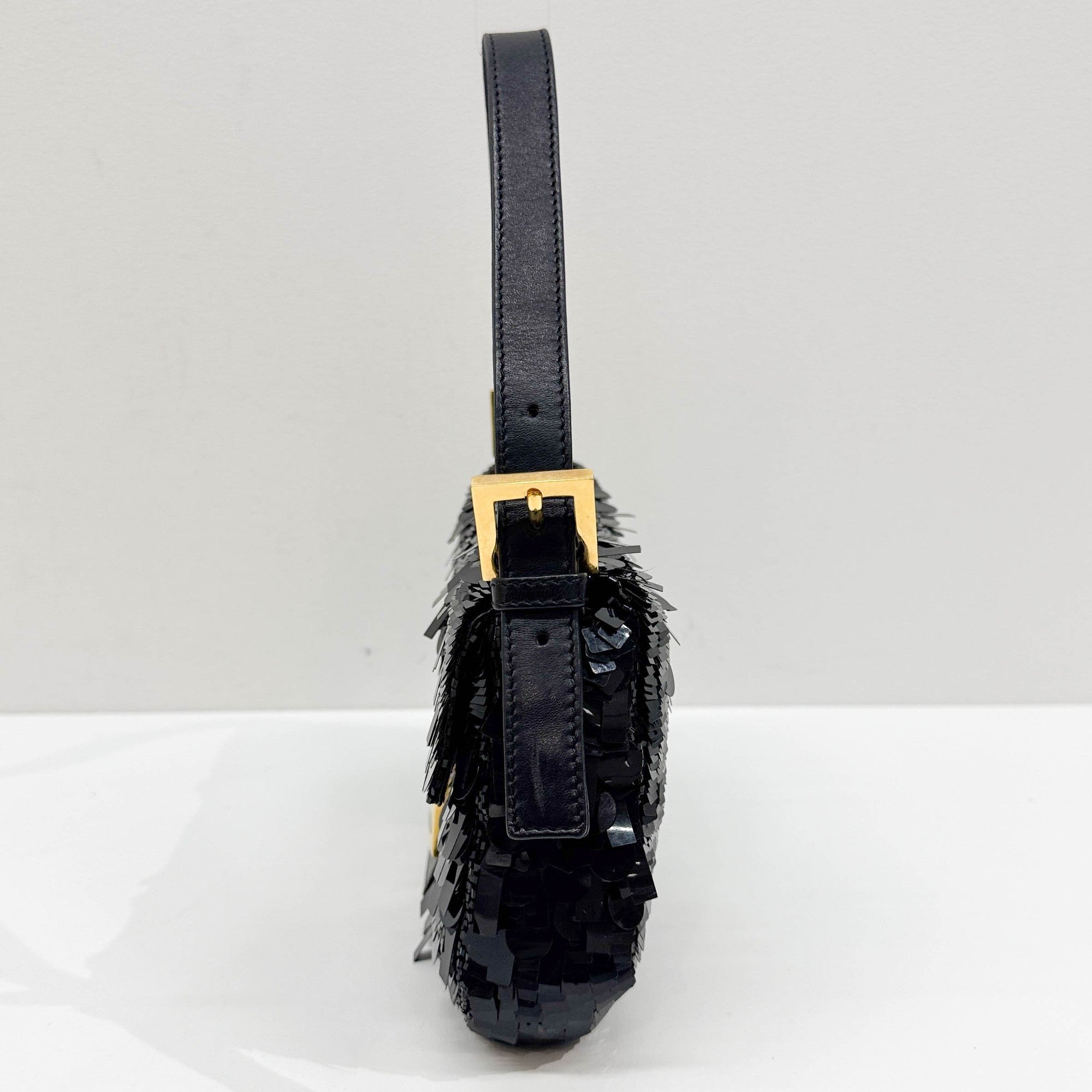 Baguette Black Sequin Shoulder Bag