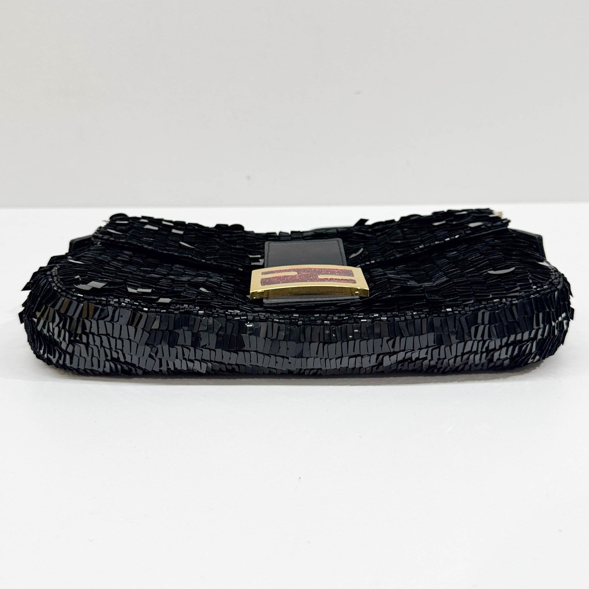 Baguette Black Sequin Shoulder Bag