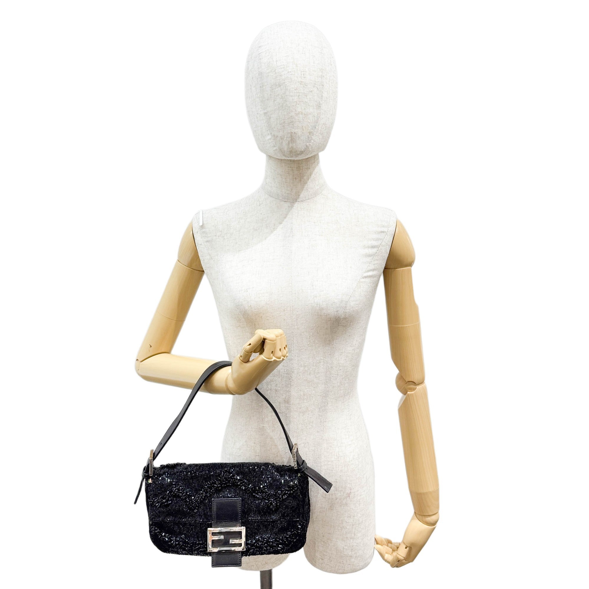 Baguette Black Beads Shoulder Bag