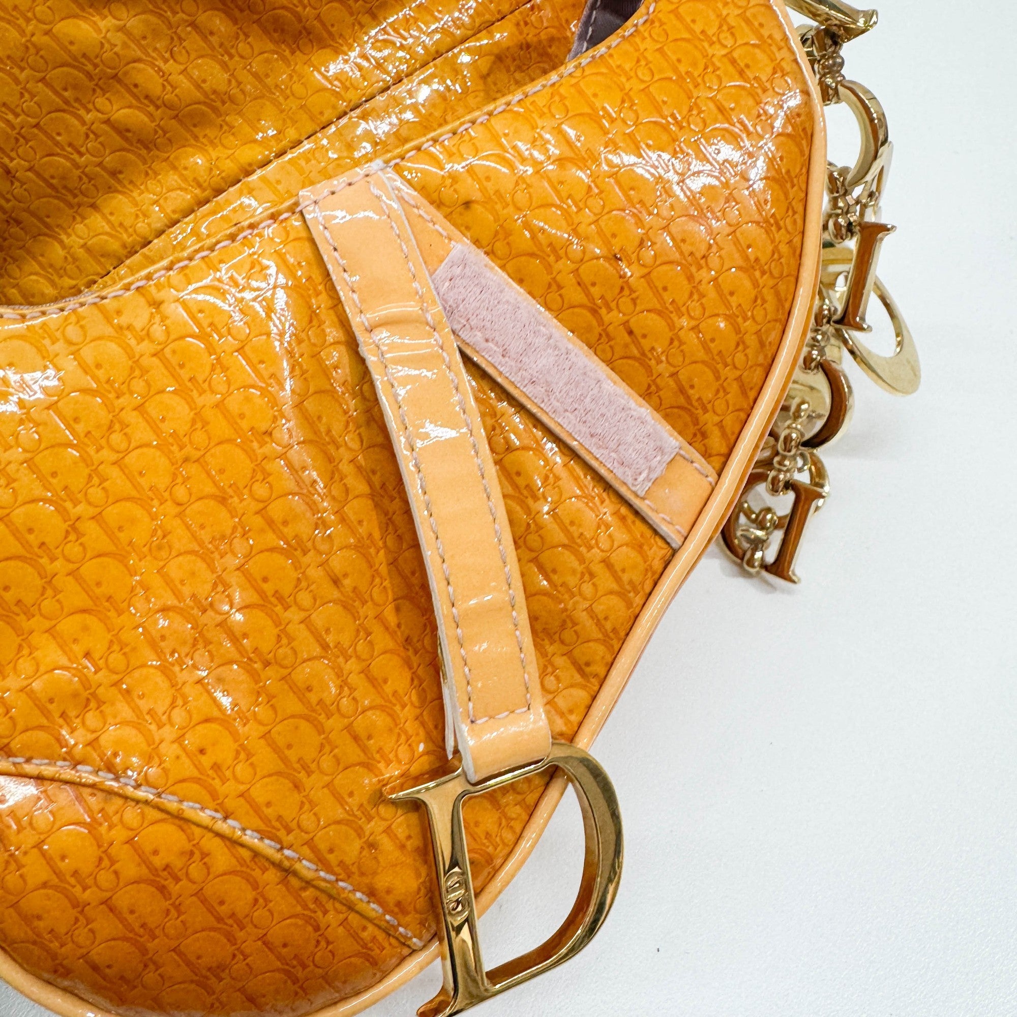 Nano Saddle Orange Trotter Leather Clutch Bag