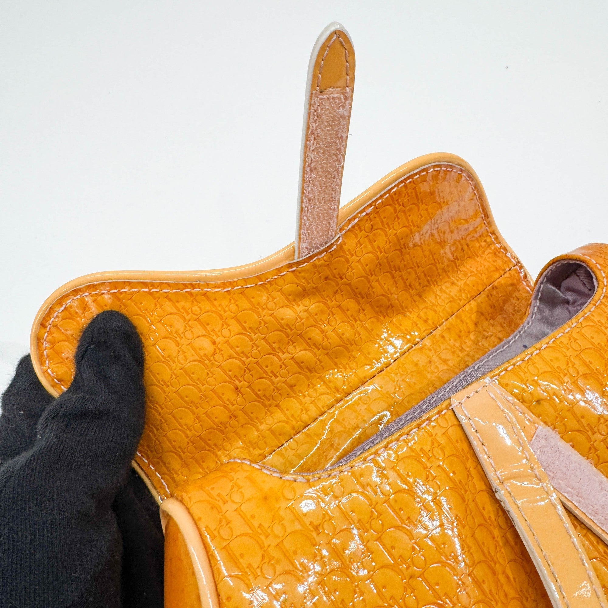 Nano Saddle Orange Trotter Leather Clutch Bag