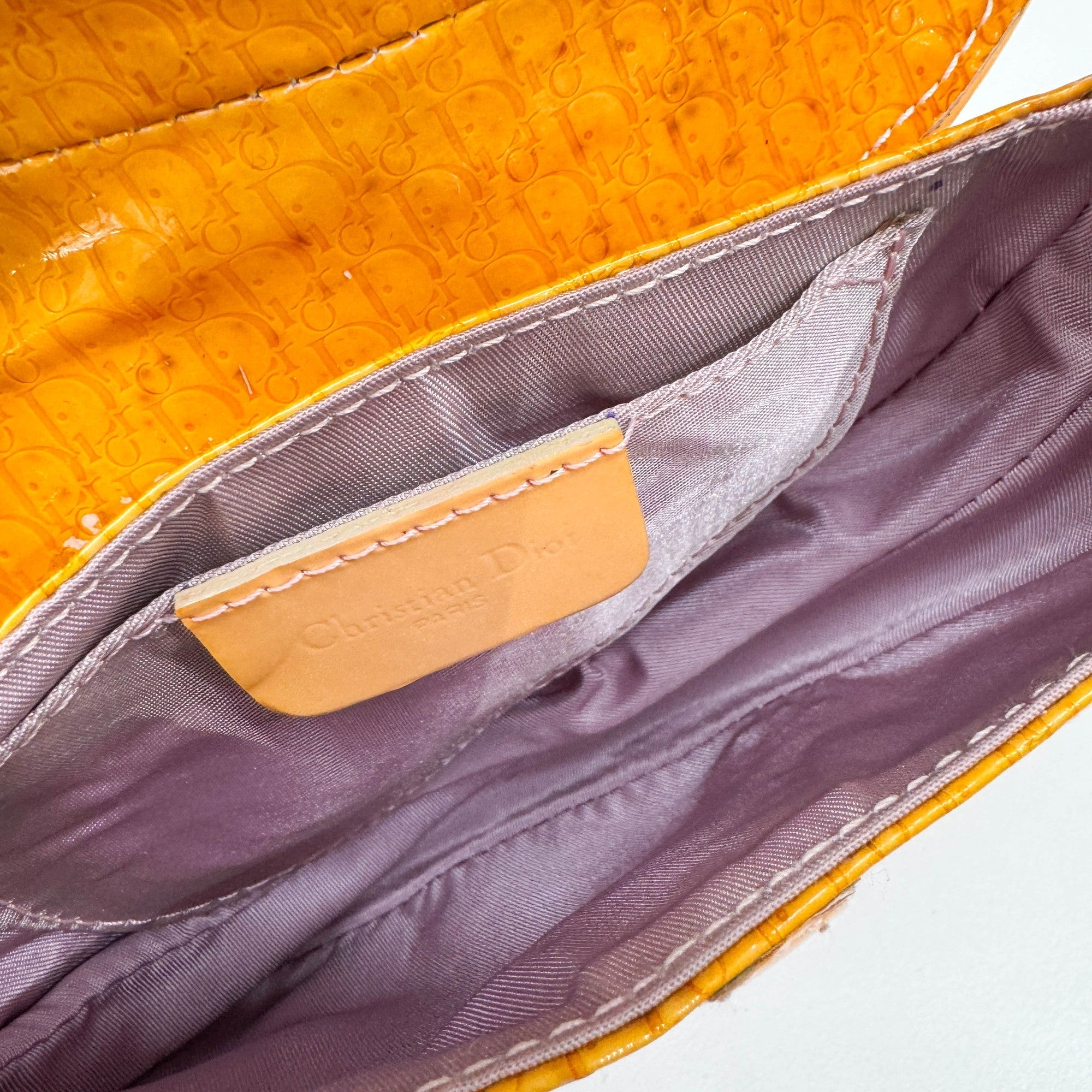 Nano Saddle Orange Trotter Leather Clutch Bag