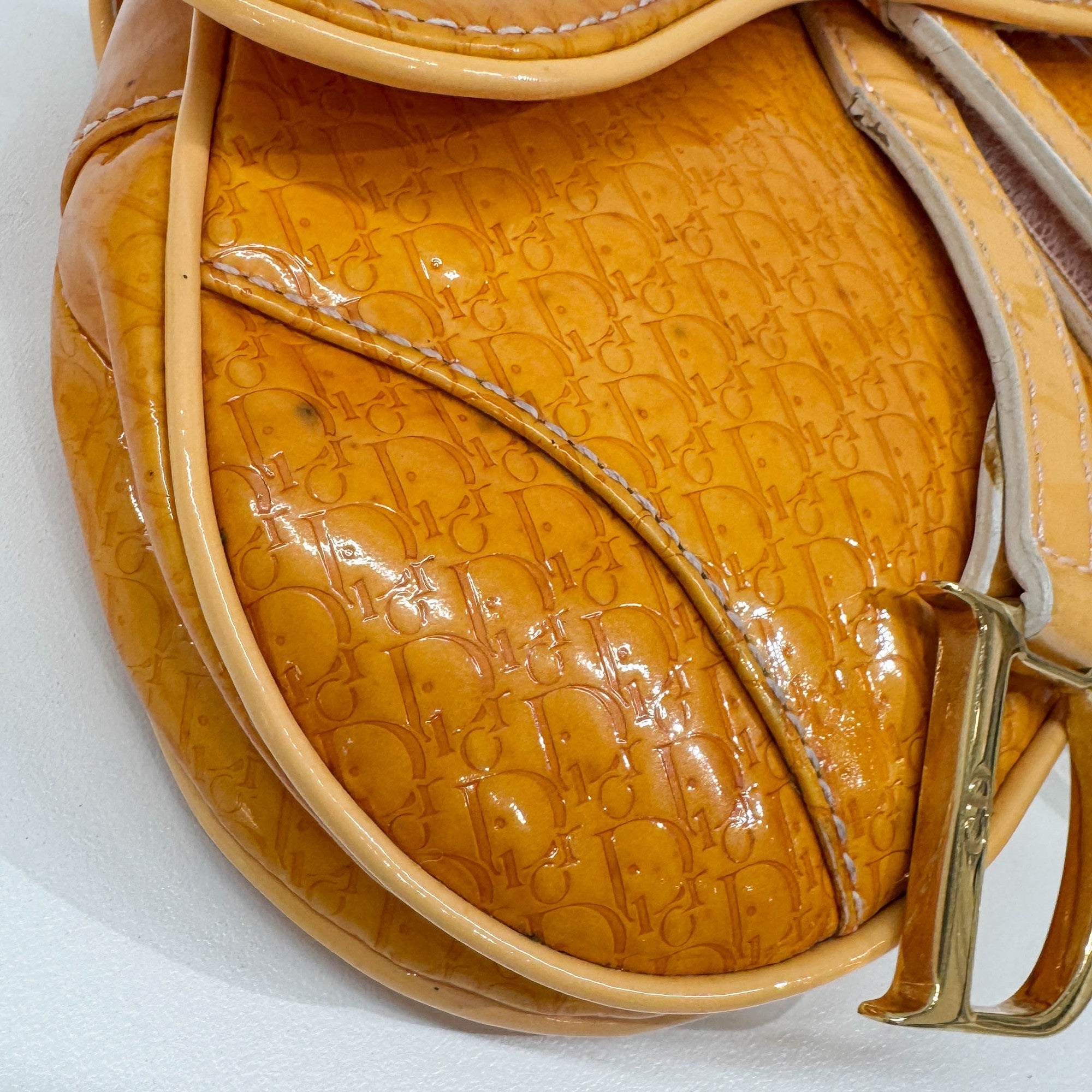 Nano Saddle Orange Trotter Leather Clutch Bag